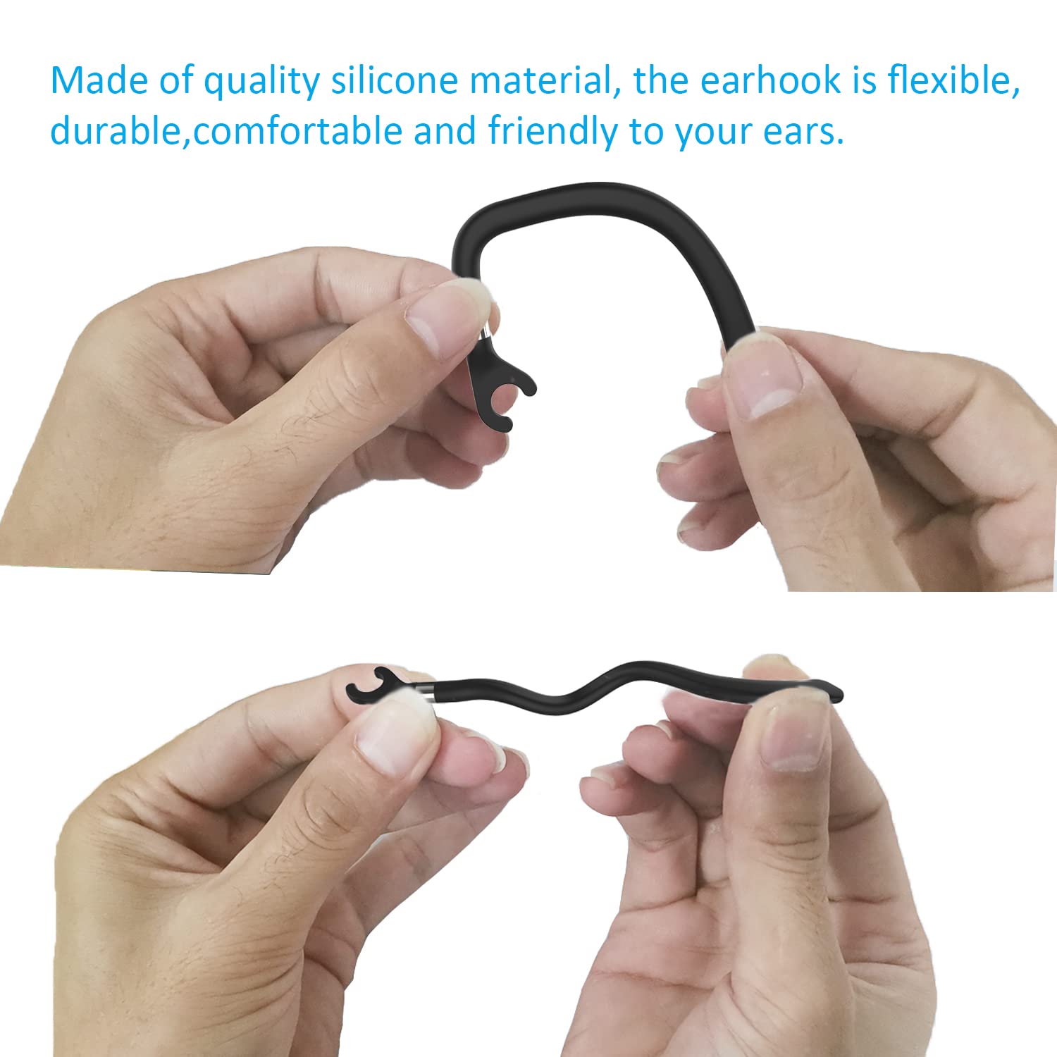 AMZLUV Soft Silicone Replacement Ear Hooks for Single-Ear Bluetooth Headsets - Compatible with New Bee, Plantronics & More (3-Pack, Black) - Secure Fit for Workouts, Calls & Office Use