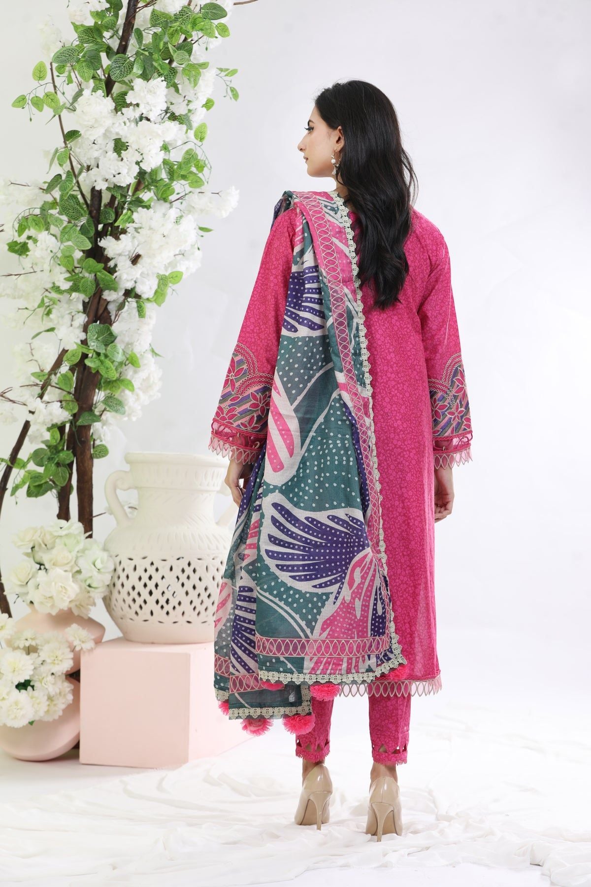 Bright Fuchsia 3 Piece Suit for Women - Jazmin Elegant Blazer, Pants & Skirt Set - Office Wear, Business Attire & Special Occasions