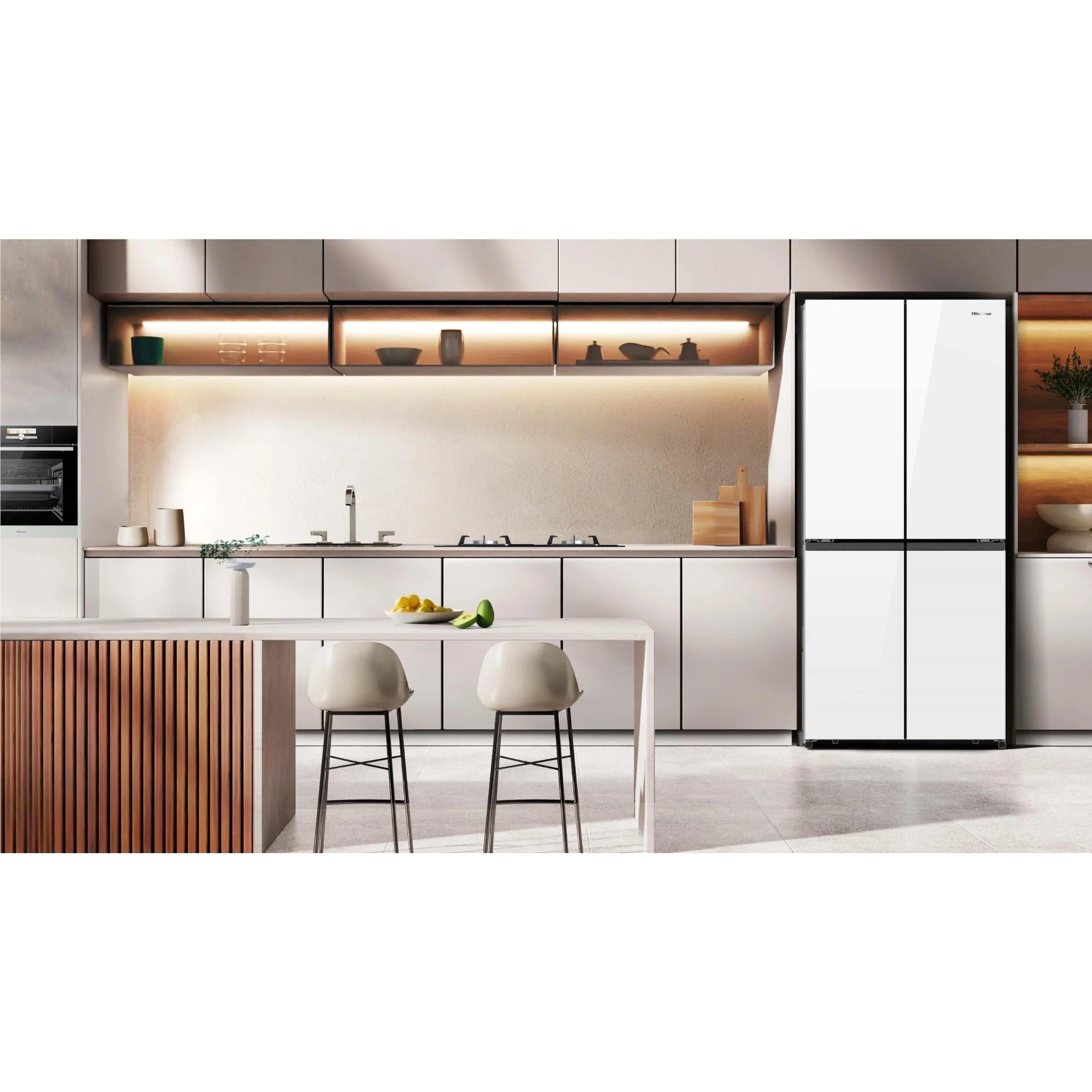 Hisense HRCD483G 483L White Glass French Door Refrigerator - PureFlat Design, Energy Efficient, 3-Year Warranty - Perfect for Modern Kitchens & Open-Concept Homes