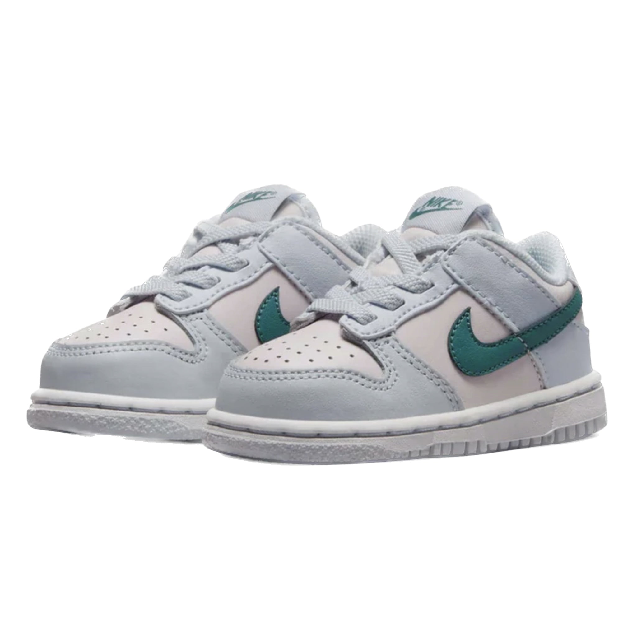 Nike Dunk Low SE (TD) Sneakers for Kids - Mineral Teal, Football Grey & Pearl Pink - Comfortable & Stylish for School, Sports & Everyday Wear