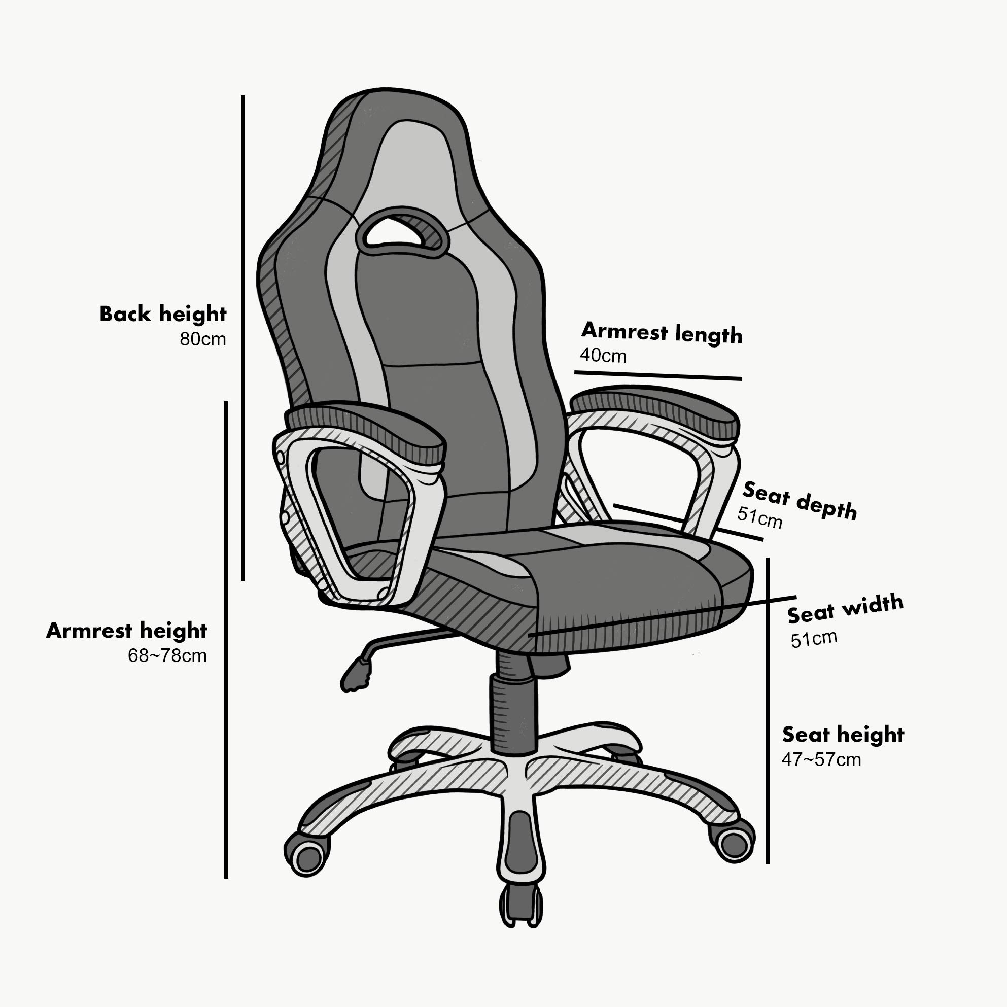 Premium Black & White Racing Style Swivel Office Chair - Ergonomic Gaming & Work Desk Chair for Home & Office Use