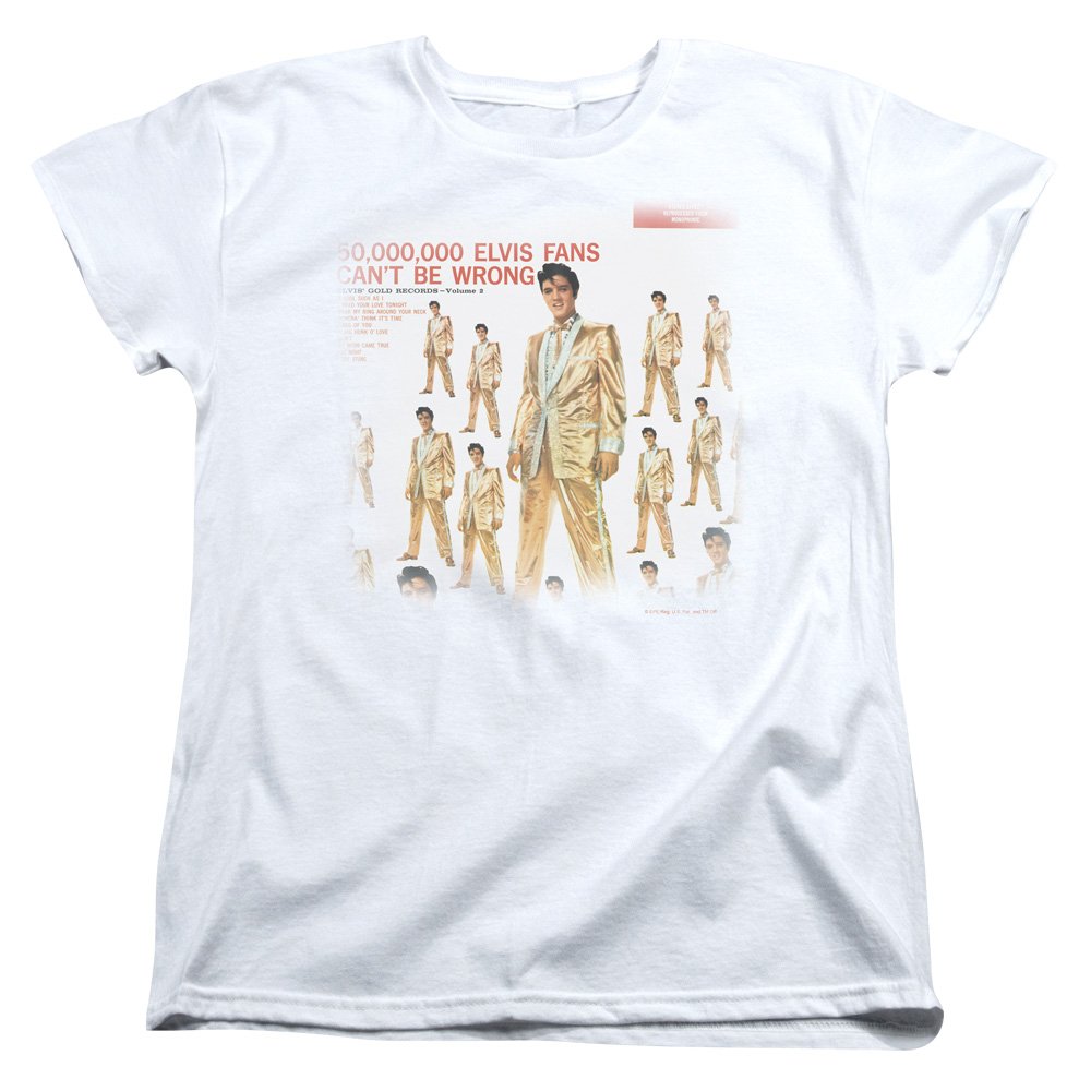 Elvis Presley 50 Million Fans Women's T-Shirt - White Cotton Vintage Rock Tee for Concerts, Parties & Casual Wear