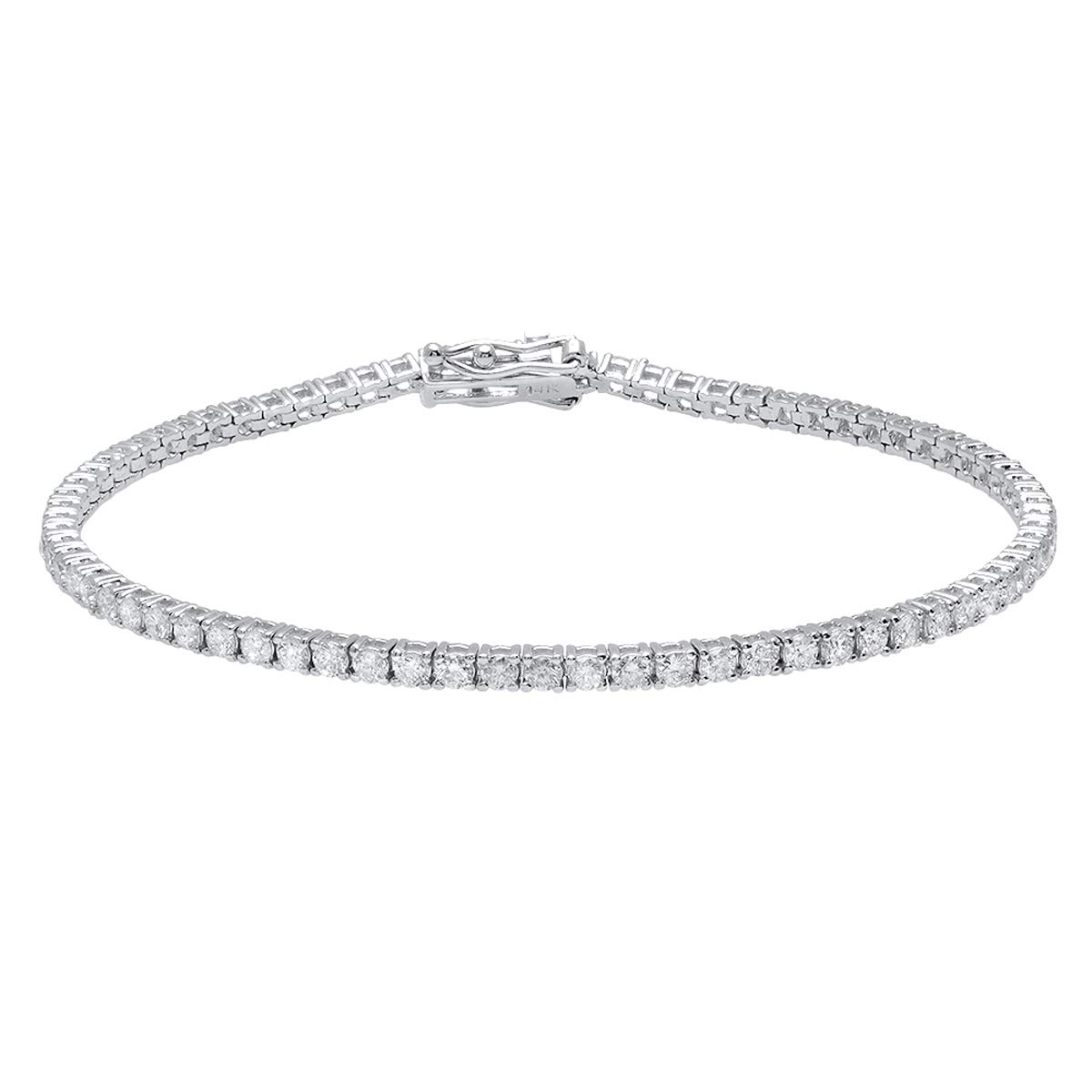 Dazzlingrock 3.00 Carat Round Cut White Diamond Tennis Bracelet for Women - 18K Solid White Gold Elegant Jewelry Gift for Anniversary, Wedding & Special Occasions