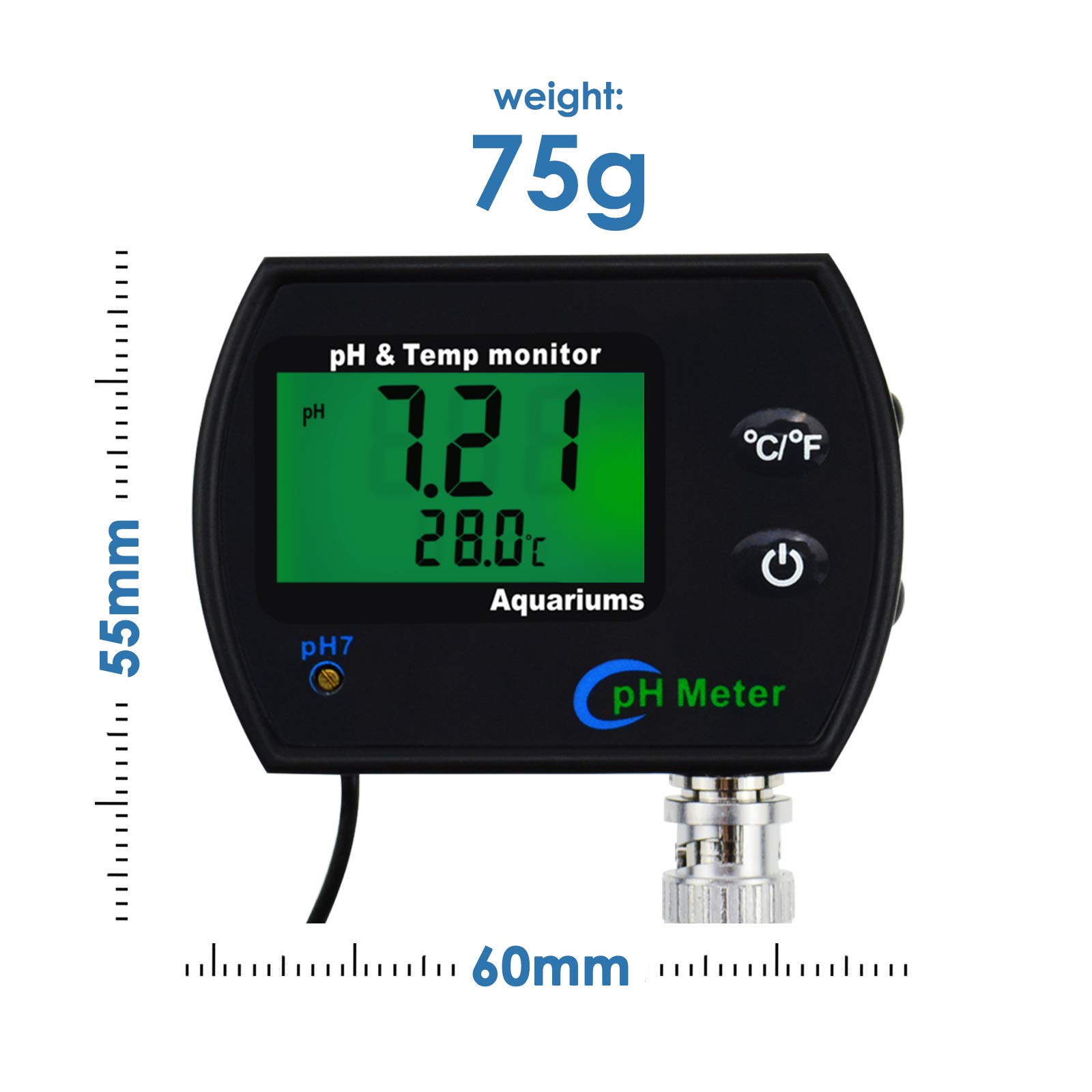 **Digital Water Quality Tester - pH & Temperature Meter 2-in-1 with Auto Calibration & Replaceable BNC Probe for Aquariums, Hydroponics, Aquaculture, Labs | Perfect for Monitoring Fish Tanks, Pools, and Scientific Experiments**