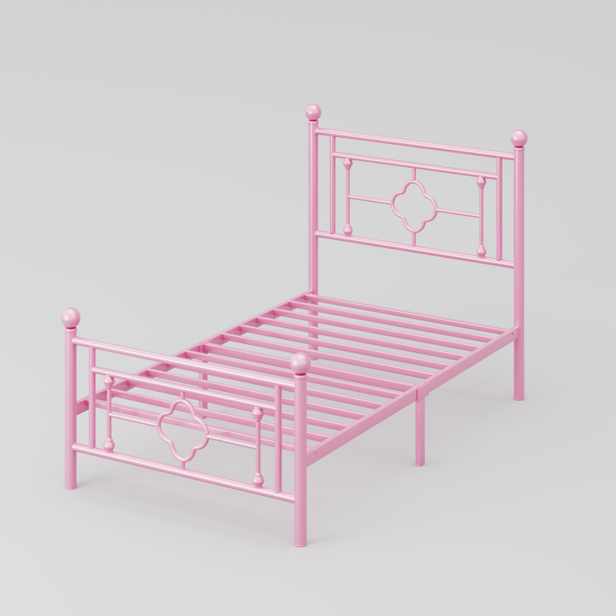 HOOMIC 14 Inch Twin Size Metal Platform Bed Frame with Wrought Iron Headboard - Victorian Style Bed Frame No Box Spring Needed, Easy Assembly, Underbed Storage - Perfect for Kids Rooms, Guest Bedrooms & Small Spaces