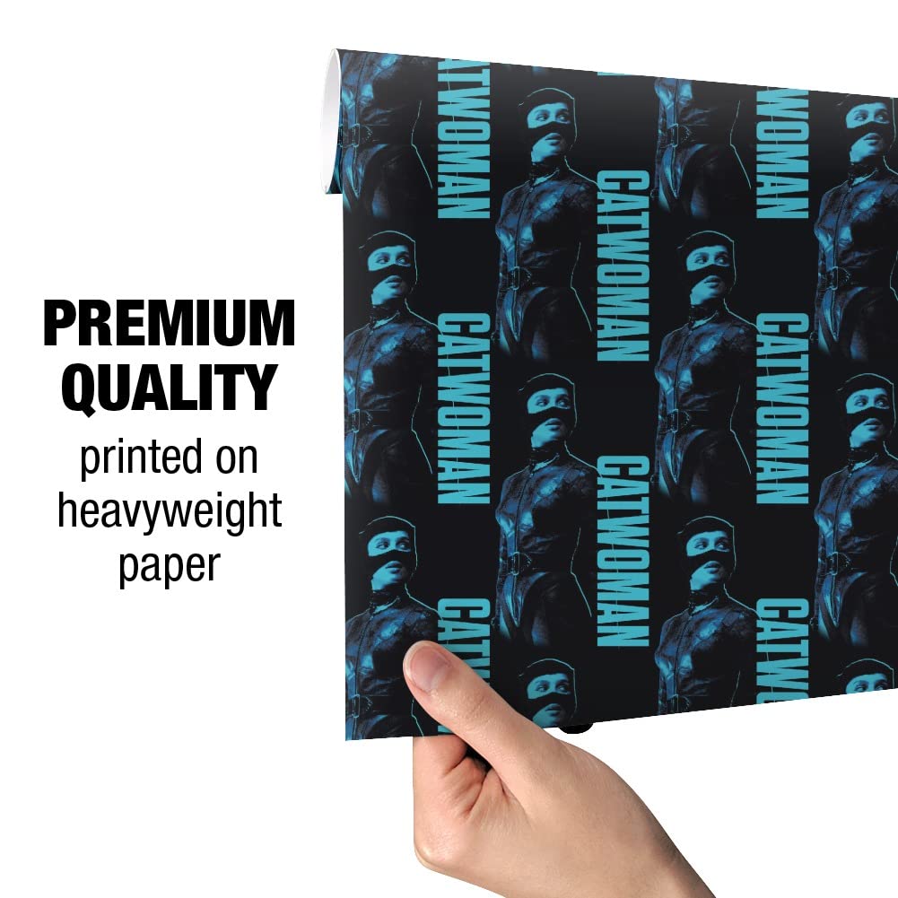 The Batman Catwoman Gift Wrap Paper Rolls - Premium Superhero Wrapping Paper for Birthdays, Christmas, Comic Con & DC Fans (GRAPHICS & MORE)