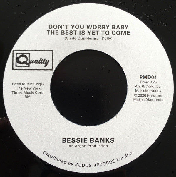 Bessie Banks – Don't You Worry Baby The Best Is Yet To Come Pressure Makes Diamonds – PMD04 | Vintage Soul Music Vinyl Record | Perfect for Collectors, Music Lovers & Retro Home Decor