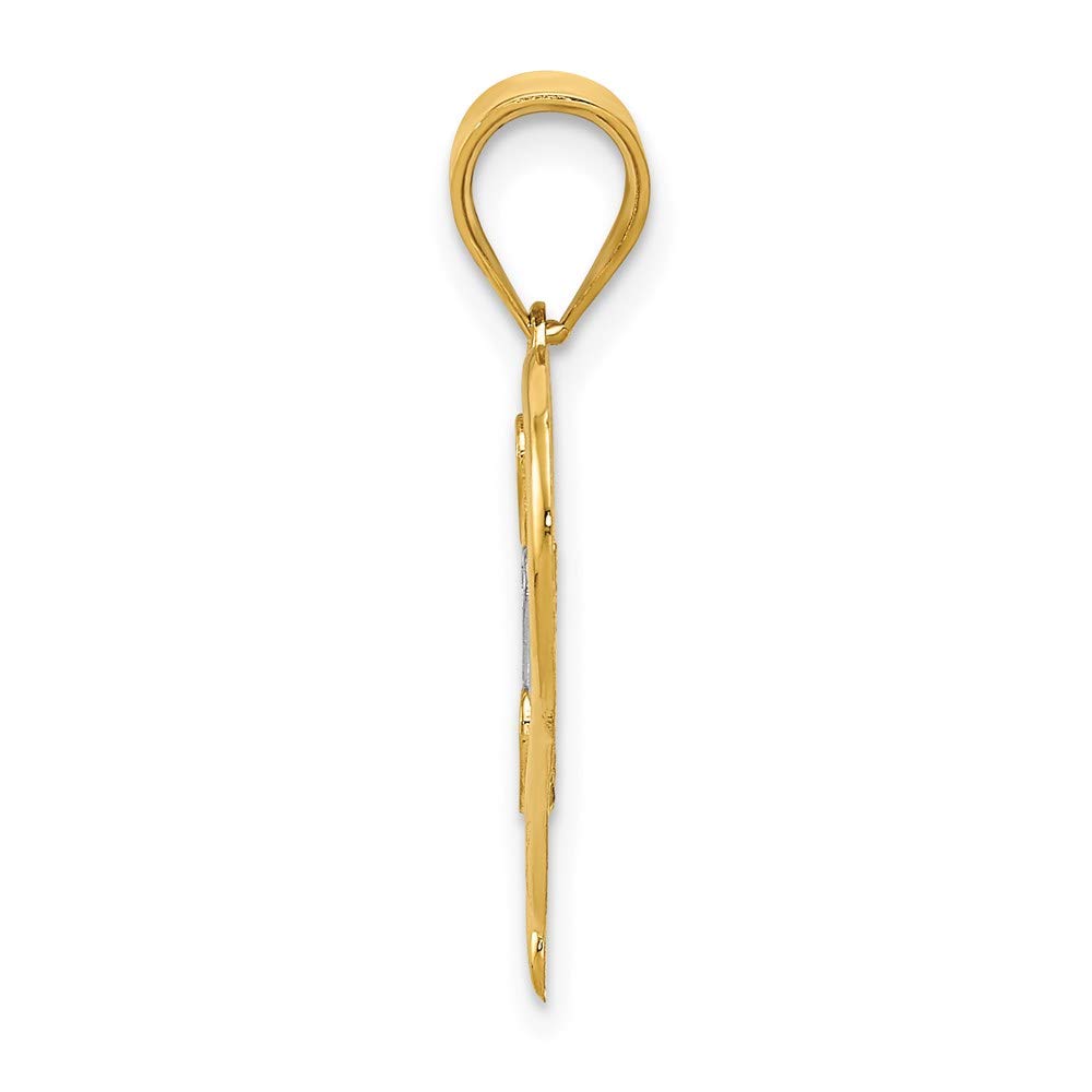 The Black Bow 14k Yellow Gold and White Rhodium Mom Heart Pendant, 16mm - Perfect for Mother's Day Gifts & Special Occasions