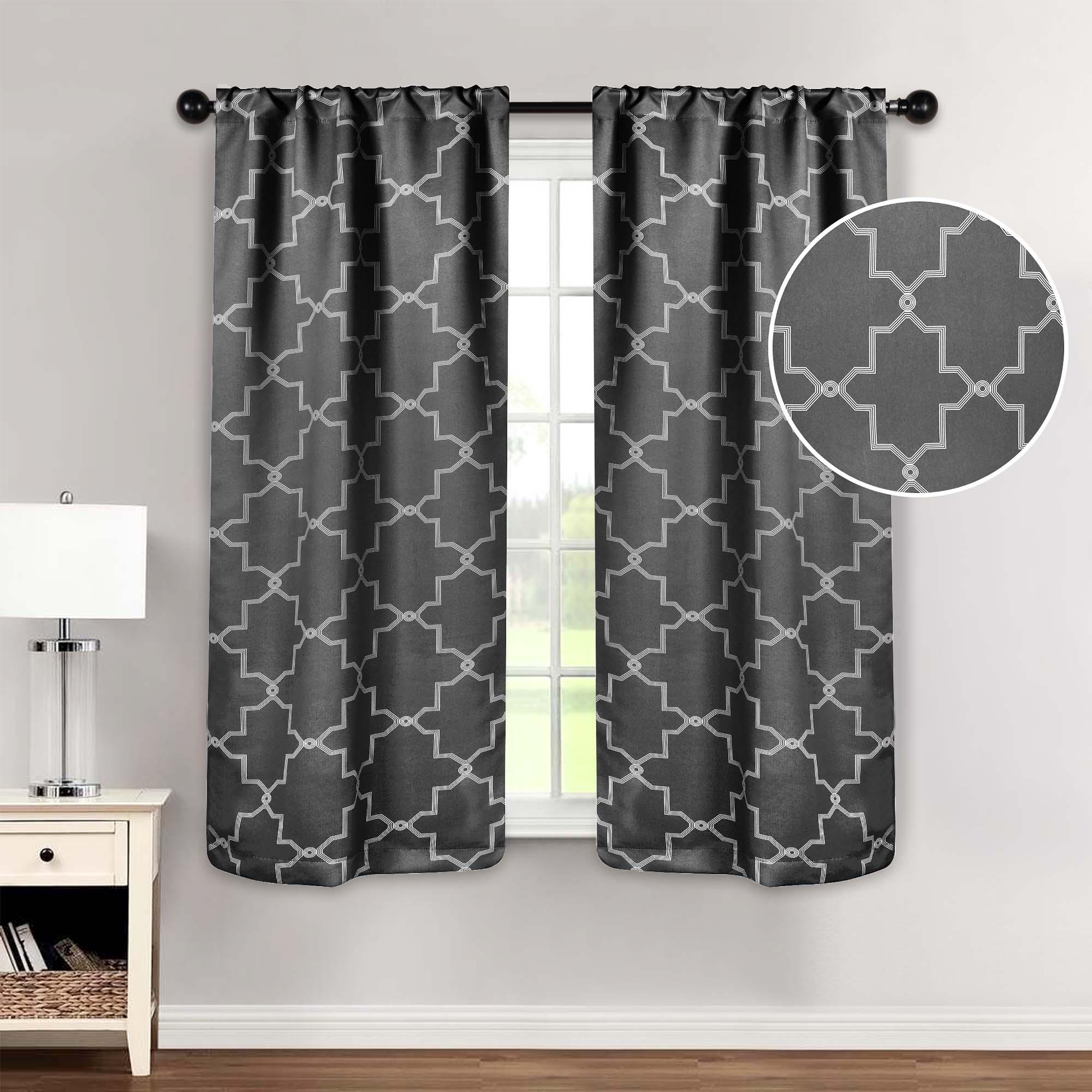 Imperial Trellis Grommet Blackout Curtains - Set of 2 Panels for Bedroom & Living Room Window Treatment, Noise Reducing & Thermal Insulated Drapes
