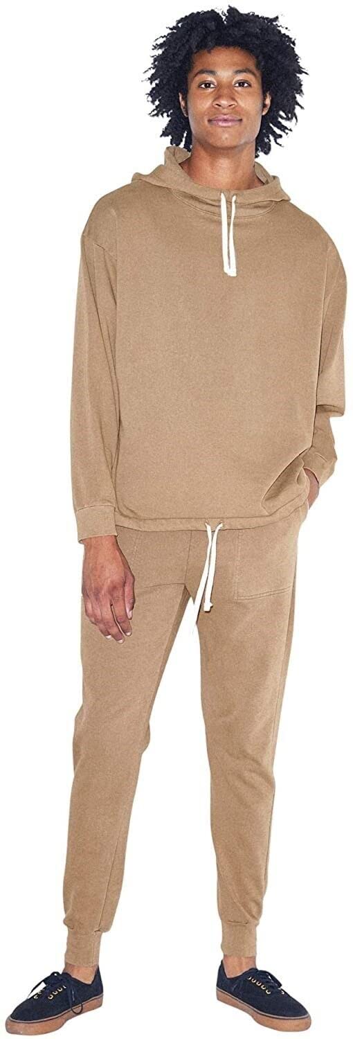 American Apparel Men's French Terry Long Sleeve Drawstring Hoodie - Comfortable Casual Pullover for Gym, Lounge & Streetwear