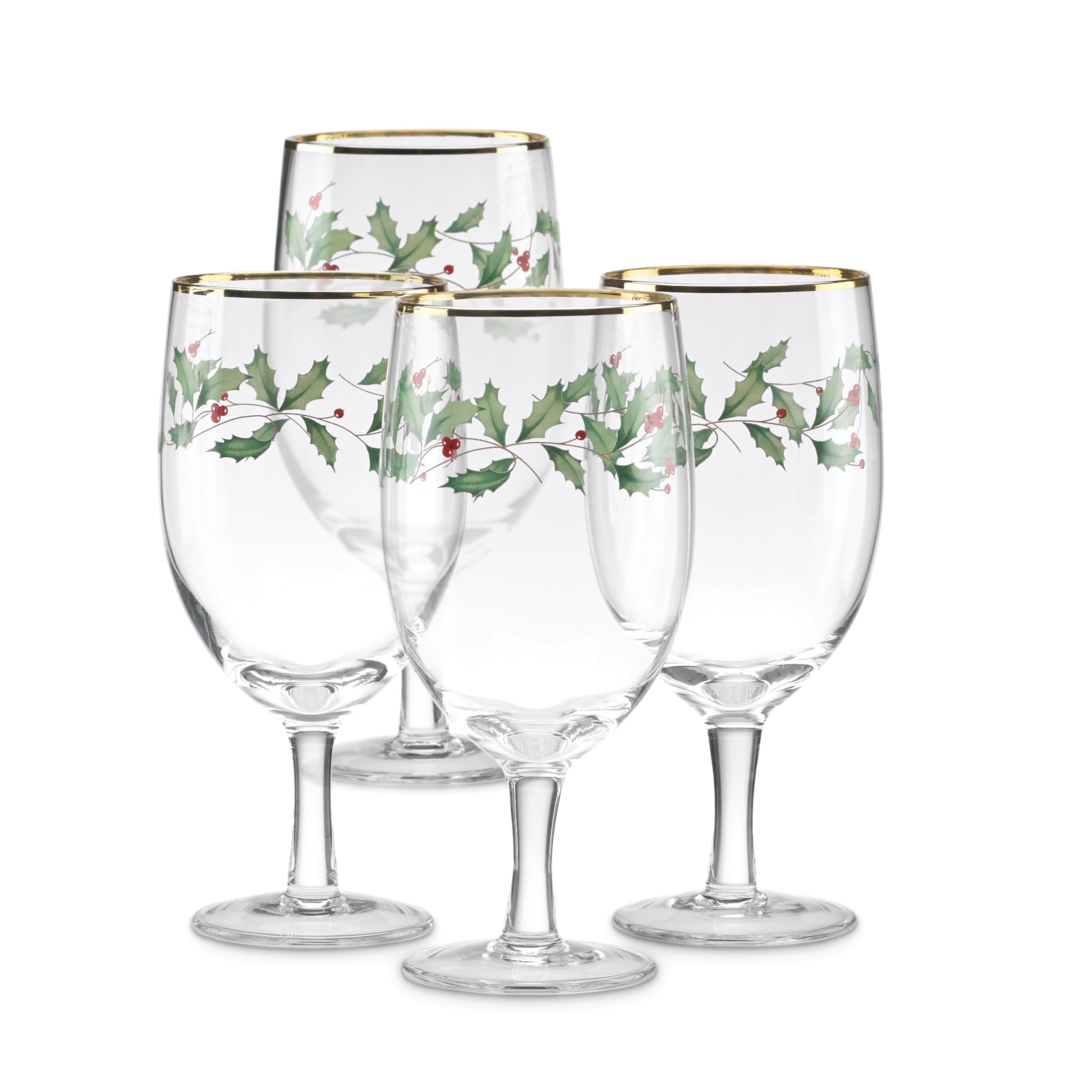 Lenox 849606 Holiday 4-Piece Iced Beverage Glass Set - Christmas Dinnerware for Hosting & Entertaining - Perfect for Holiday Parties, Festive Gatherings & Seasonal Celebrations