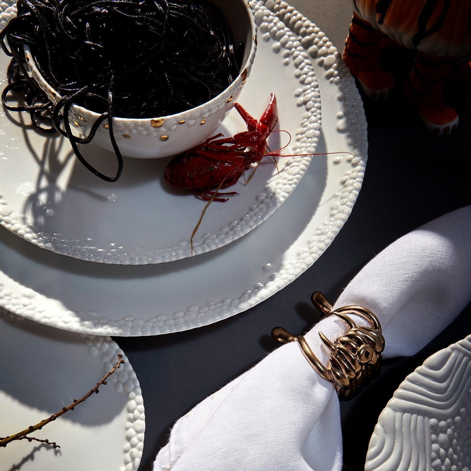 Premium Haas Mojave White Ceramic Dinner Plate Set - Elegant & Durable for Everyday Dining, Entertaining, and Restaurant Use