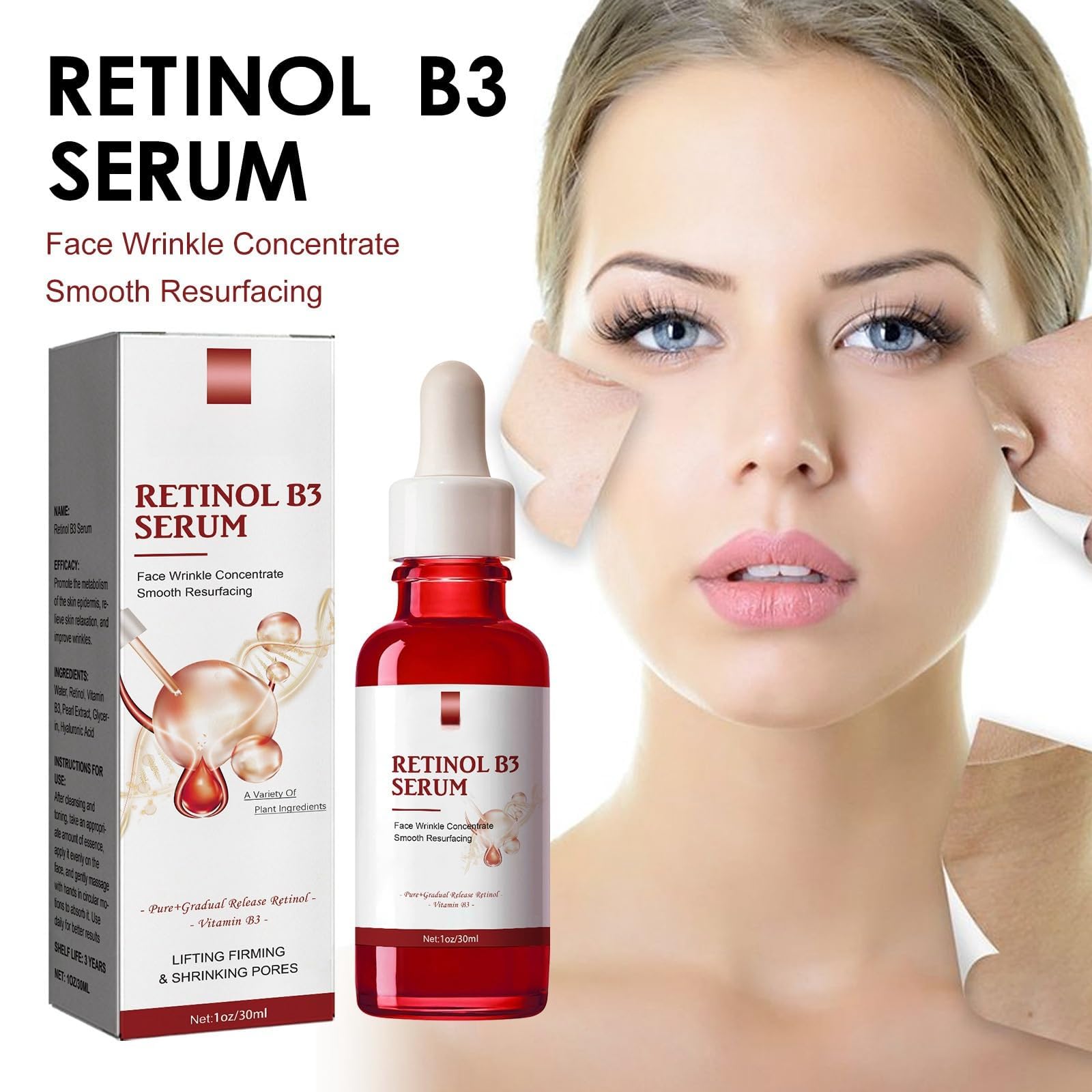 Best Retinol Facial Serum with Vitamin B3 - Anti-Aging & Moisturizing Serum for Fine Lines & Wrinkles - Perfect for Night Skincare Routine & Daily Hydration