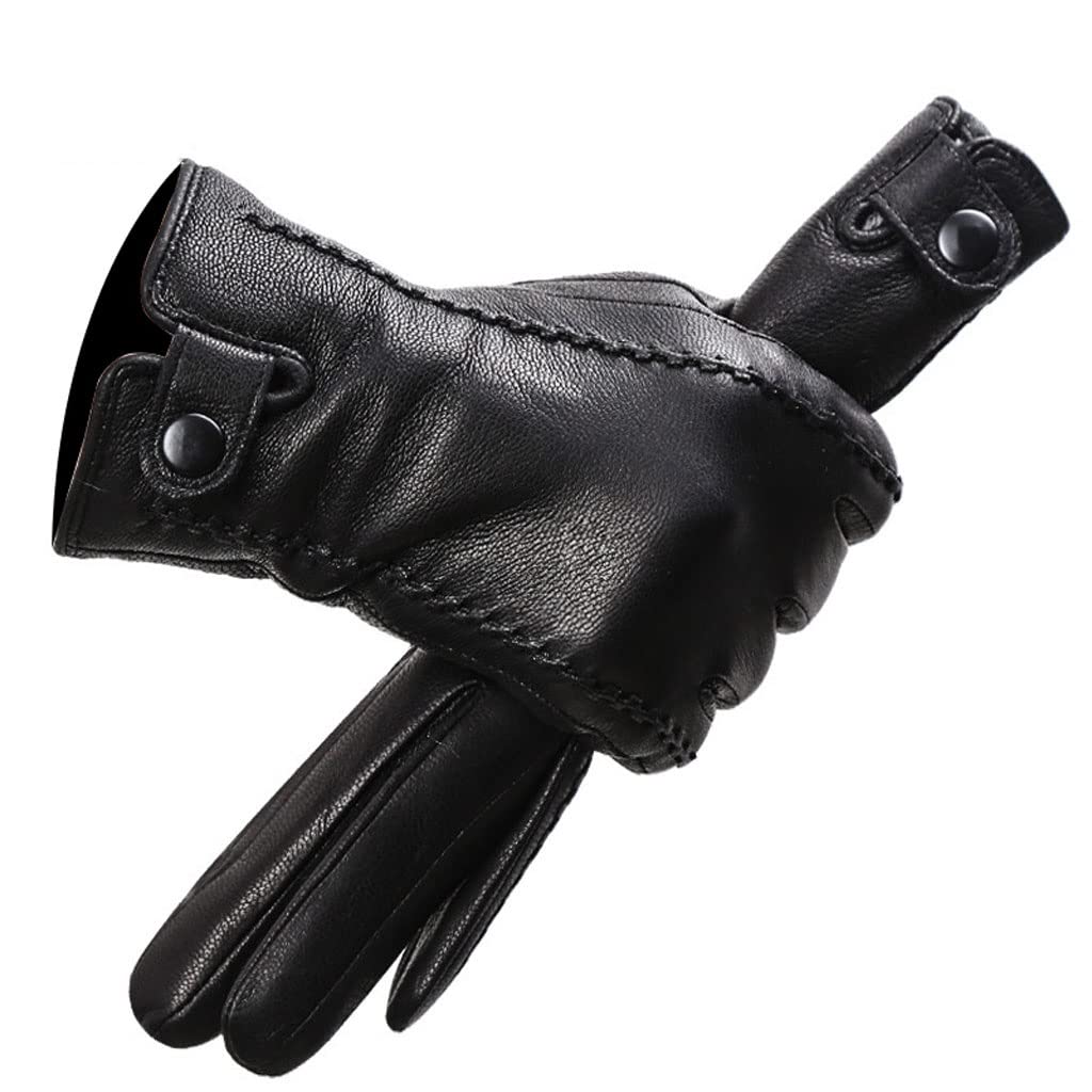 Women's Black Leather Touchscreen Gloves - Sensitive Touch, Warm Winter Gloves for Smartphones & Tablets (Size 8) - Perfect for Driving, Outdoor Activities & Daily Use