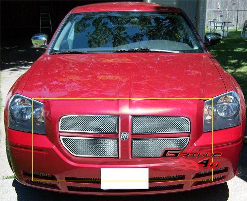 APS Compatible with Dodge Magnum 2005-2007 Main Upper Stainless Steel Chrome Mesh Front Grill Grille Insert D75037T - Upgrade Your Car's Style for Street Shows & Custom Builds
