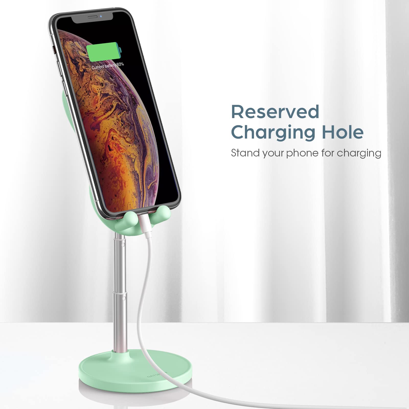 Adjustable Rabbit Phone Stand Holder for Desk - Height & Angle Adjustable, Compatible with All Smartphones & Tablets 4-10 Inches (Green) - Perfect for Home Office, Bedside, Kitchen Counter & Video Calls
