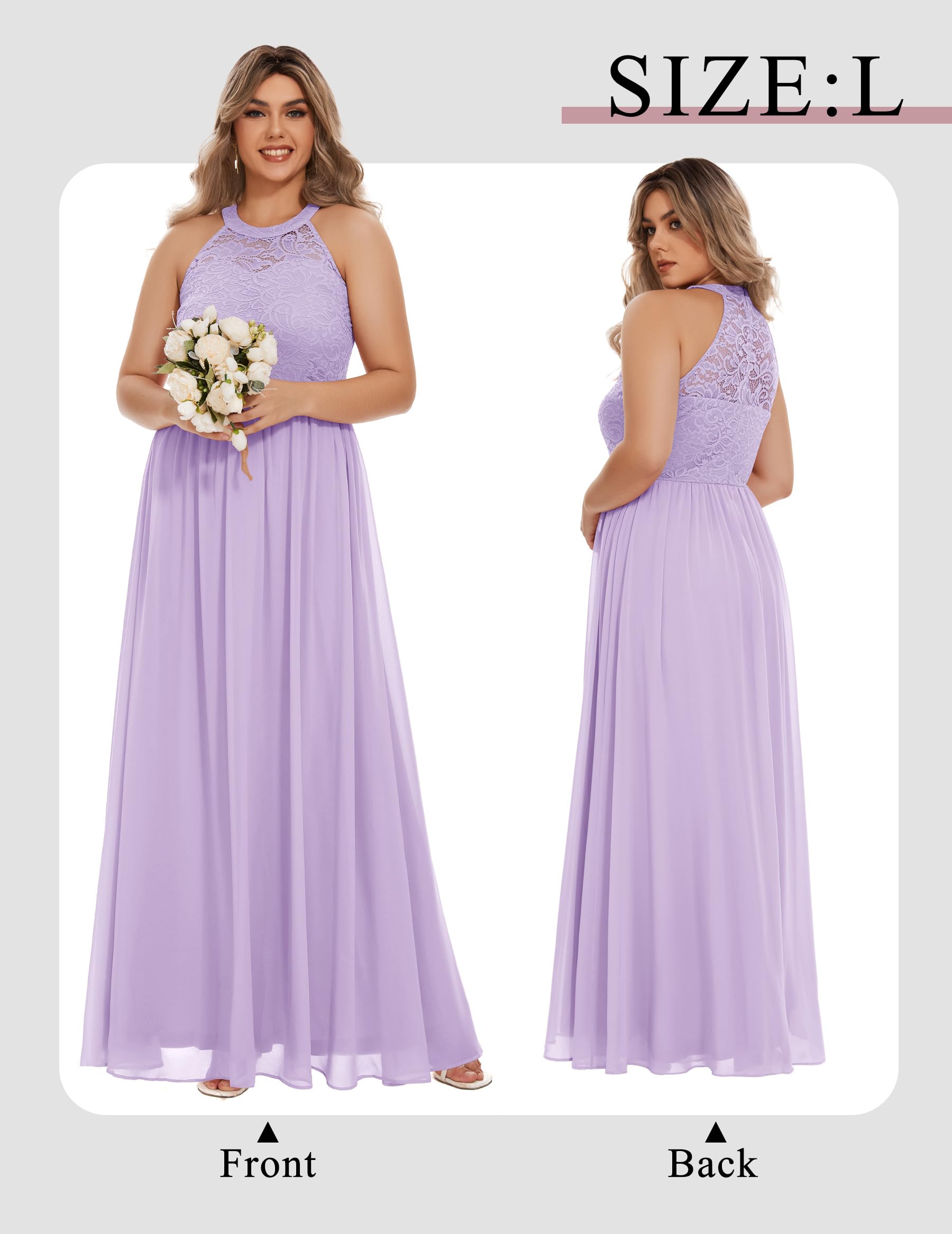 Wedtrend Women's Formal Halter Long Prom Dress - Floral Lace Bridesmaid Gown for Weddings, Parties & Special Occasions