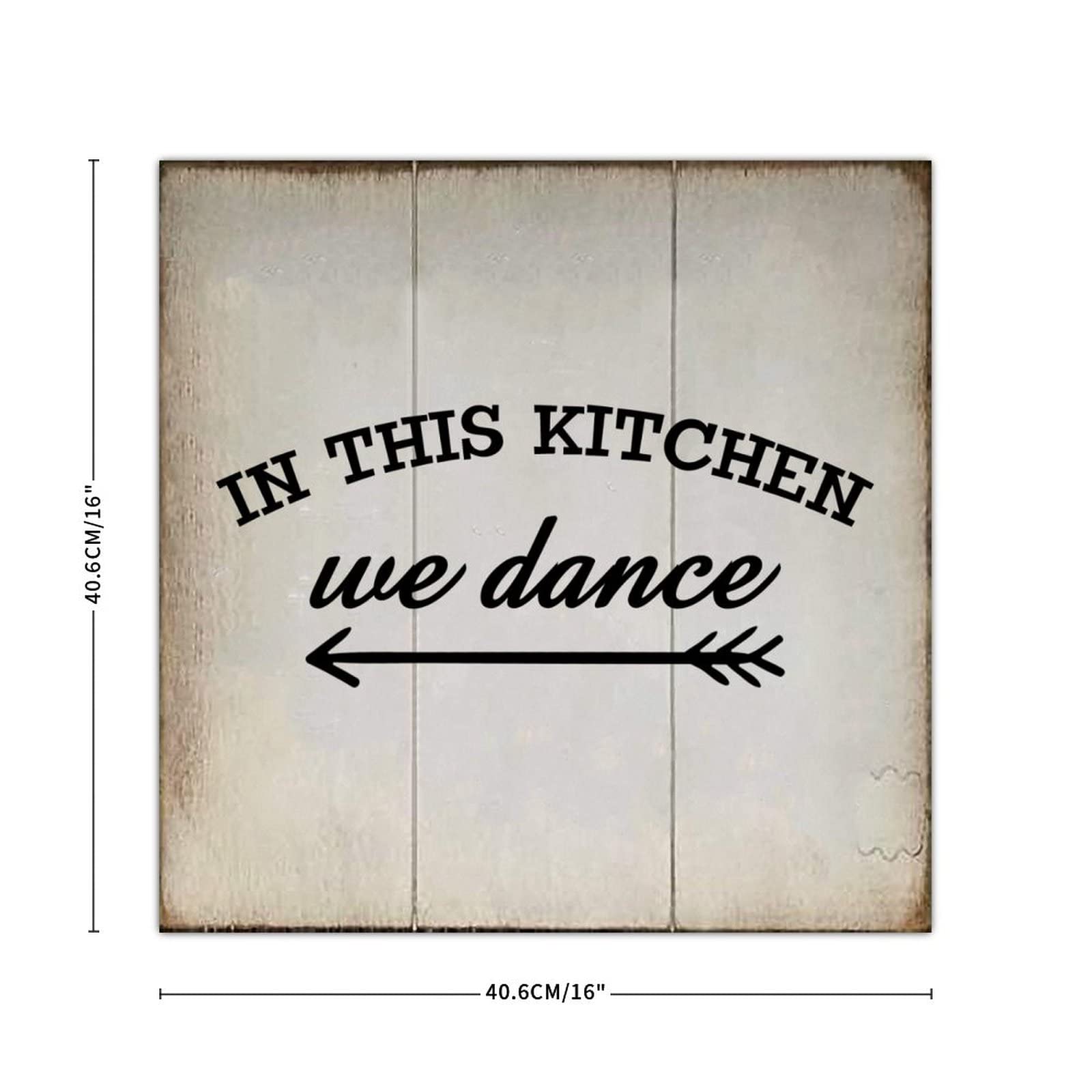 Funny Rustic Wooden Sign - 'In This Kitchen We Dance' - Distressed Look Wall Hanging Art Plaque for Farmhouse, Dining Room, Bar & Cafe Decor | Perfect for Kitchen Wall Decor, Housewarming Gifts & Country Style Home Decoration