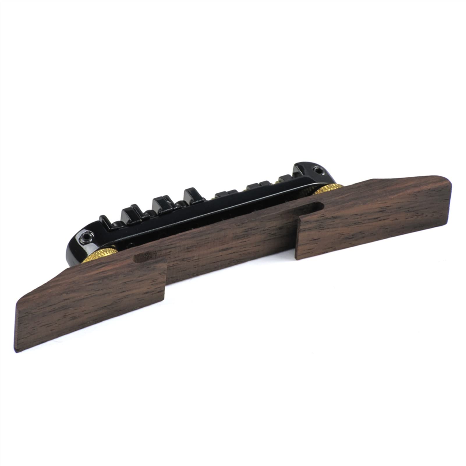Black Roller Saddles Guitar Bridge with Rosewood Base - Replacement Tailpiece for Archtop Guitars | Perfect for Jazz, Blues & Vintage Guitar Upgrades