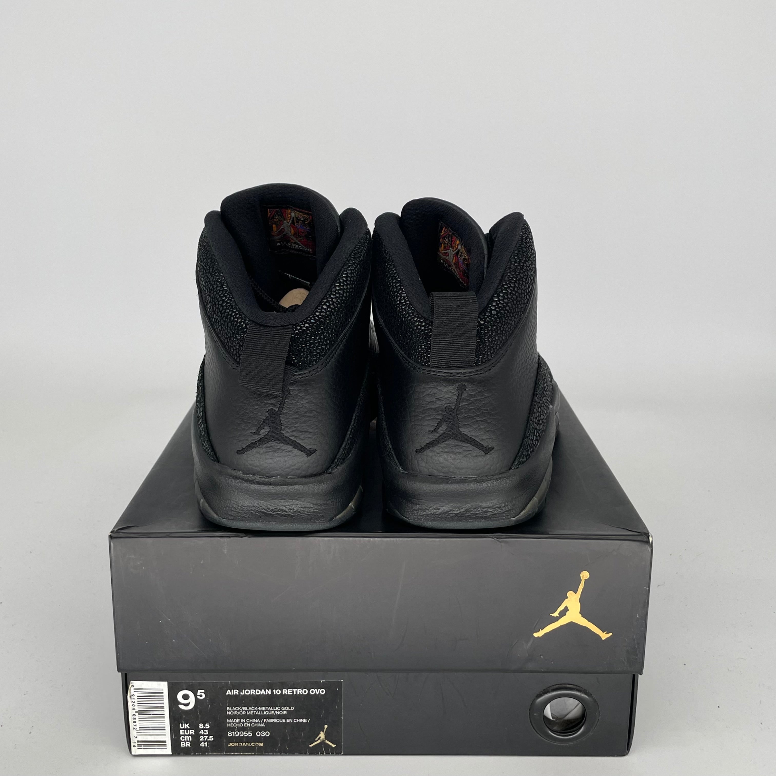 Authentic Air Jordan 10 Drake OVO Black Basketball Shoes Men's Size 9.5 (819955-030) - Perfect for Streetwear & Sneaker Collectors