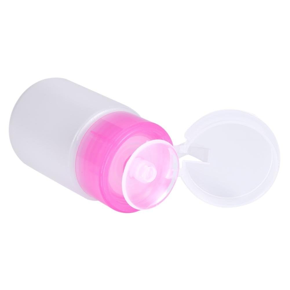 Lockable Push Down Pump Dispenser Bottle for Nail Polish & Makeup Remover - Leakproof Refillable Cosmetic Container (1-Pack) - Perfect for Salon, Travel & Home Nail Care Organization