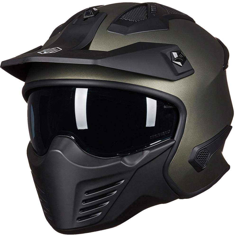 ILM Open Face Motorcycle Helmet 3/4 Half Helmet DOT Approved - for Dirt Bike, Moped, ATV, UTV, Motocross, Cruiser & Scooter - Model 726X (Midnight Green, Size S) - Perfect for Urban Commuting & Off-Road Adventures