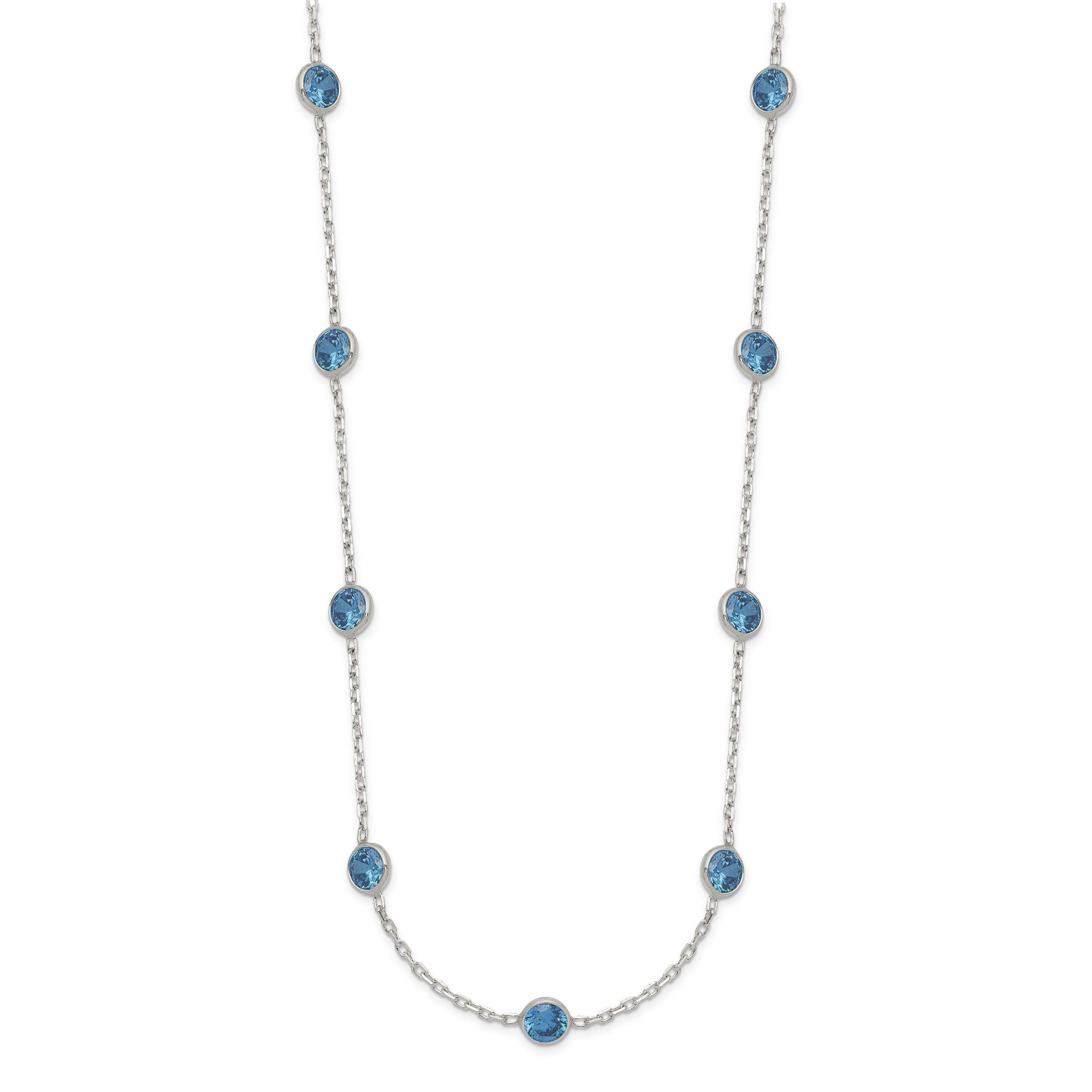 Elegant Sterling Silver Blue CZ Necklace - 4x5mm, 18 Inch Chain - Perfect for Weddings, Parties & Everyday Wear