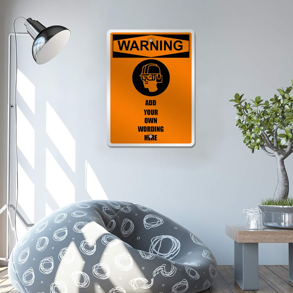 OSHA Warning Sign - Weatherproof Metal Safety Sign for PPE (Hard Hat, Safety Glasses, Goggles, Earmuffs) - 9x12 Inches Vertical - Customizable Text - Perfect for Construction Sites & Industrial Safety Areas