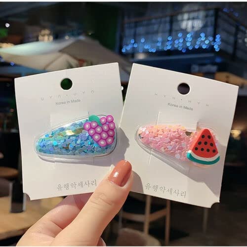 KIYAN 5PCS Women's Fruit Sequin Hair Clips Snap Barrettes Hairpins - Cute Hair Accessories for Girls, Women, Parties & Everyday Wear