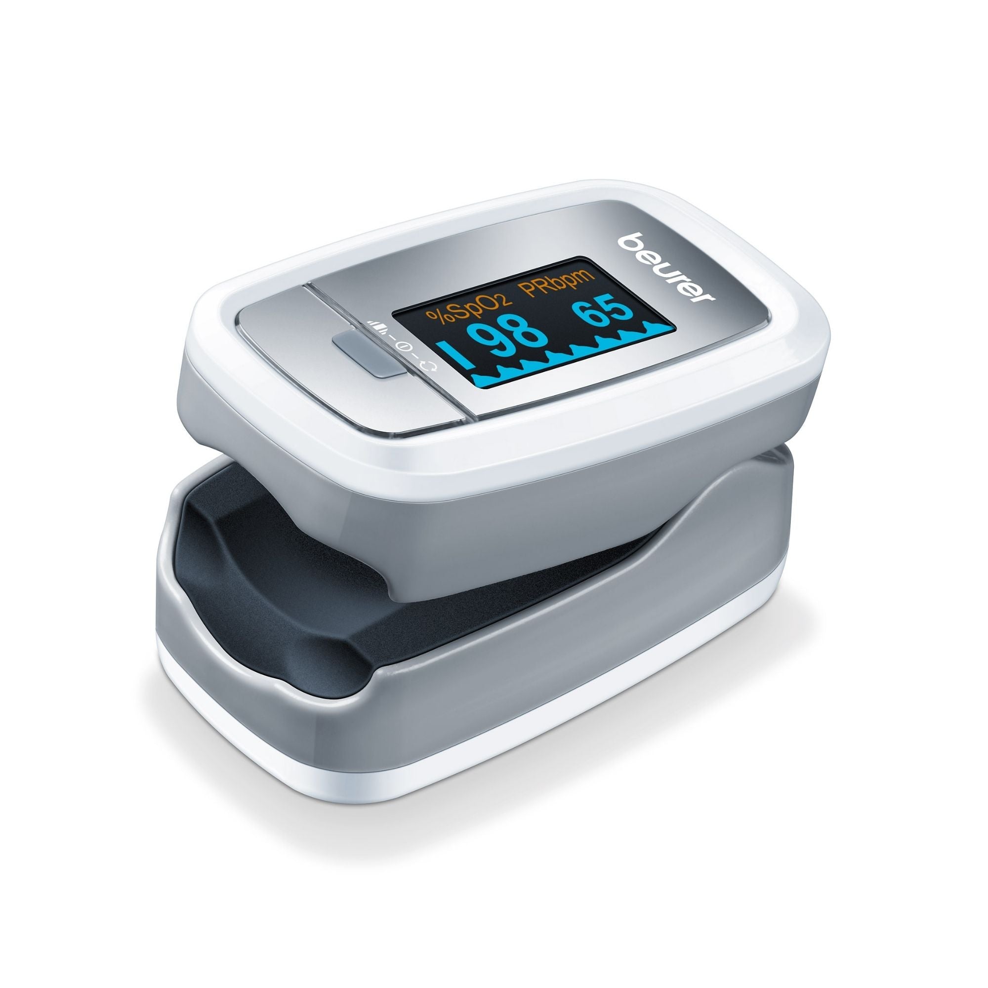 Beurer PO30 Pulse Oximeter - Fingertip Blood Oxygen Monitor with Heart Rate & SpO2 Measurement - Portable Oxygen Saturation Meter for Home, Travel & Sports Use