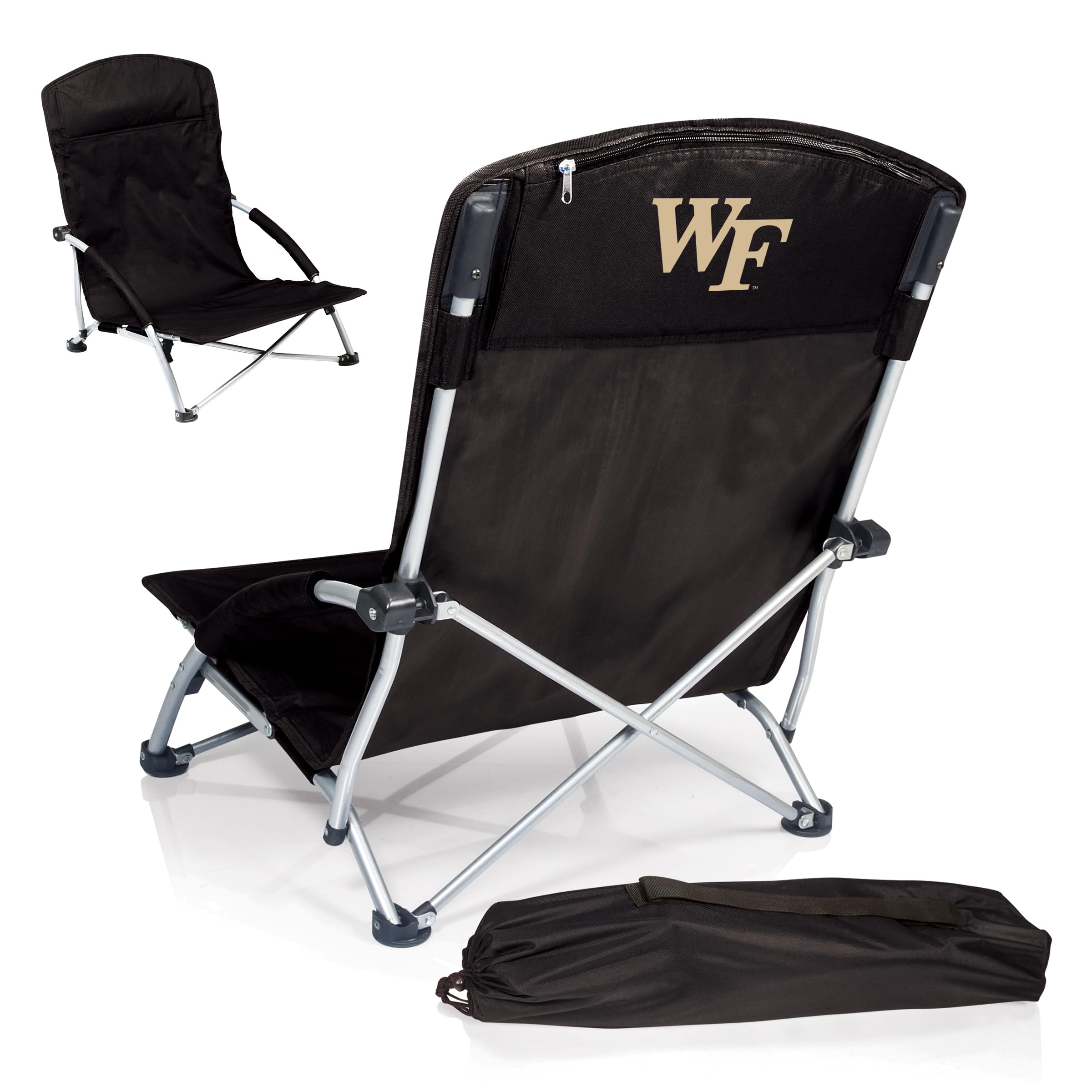 PICNIC TIME NCAA Tranquility Beach Chair with Carry Bag - Portable Low Profile Beach Chair for Adults - Lightweight Folding Lawn Chair for Outdoor Relaxation, Camping, Picnics & Beach Trips