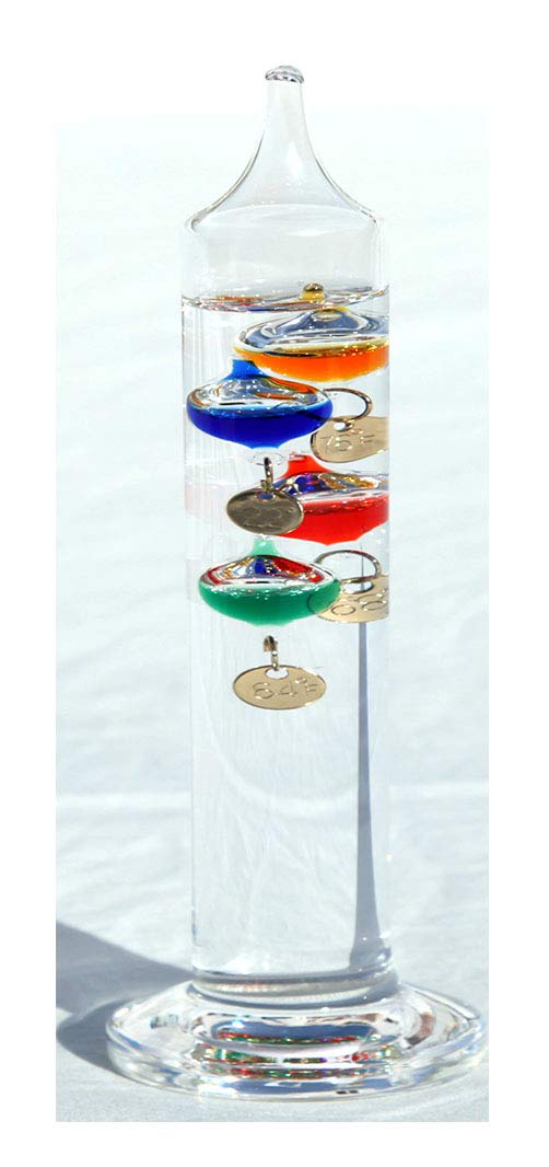 18cm Tall Free Standing Galileo Thermometer - Accurate Indoor/Outdoor Temperature Measurement for Home, Office, or Garden Decor