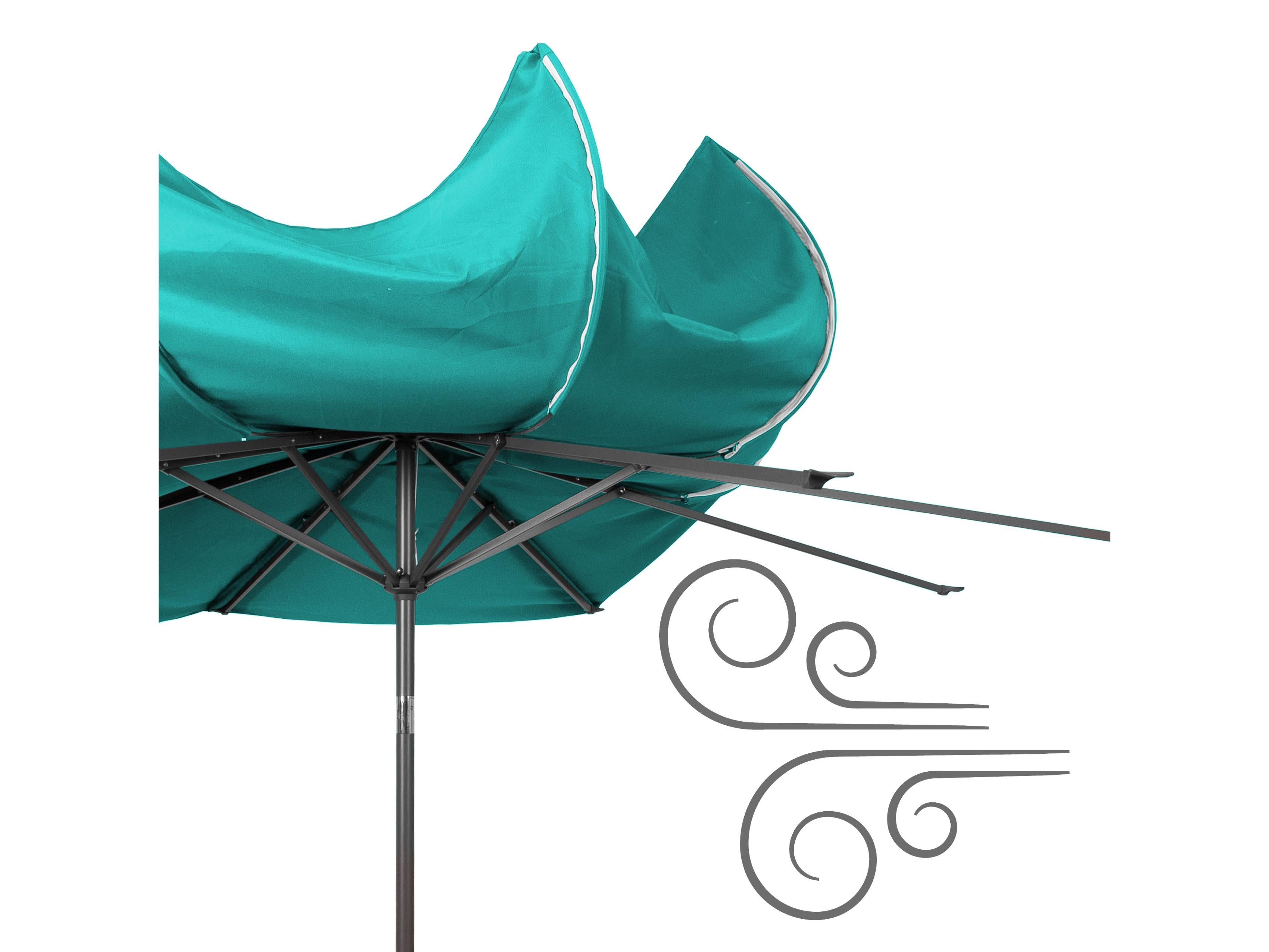 10ft Wind Resistant Turquoise Patio Umbrella - Outdoor Cantilever Market Umbrella for Poolside, Beach, and Backyard Relaxation
