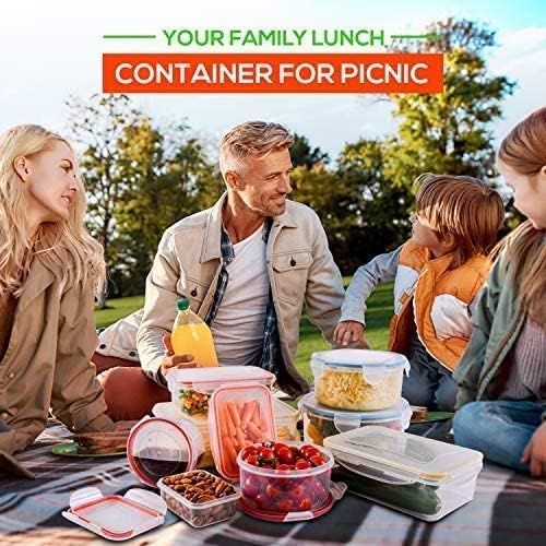 28-Piece Airtight Food Storage Container Set (85oz to 1.2oz) - 14 Clear Plastic Containers with Lids - Meal Prep, Fruits, Leftovers - Freezer, Microwave & Dishwasher Safe - Perfect for Kitchen Organization & Food Preservation
