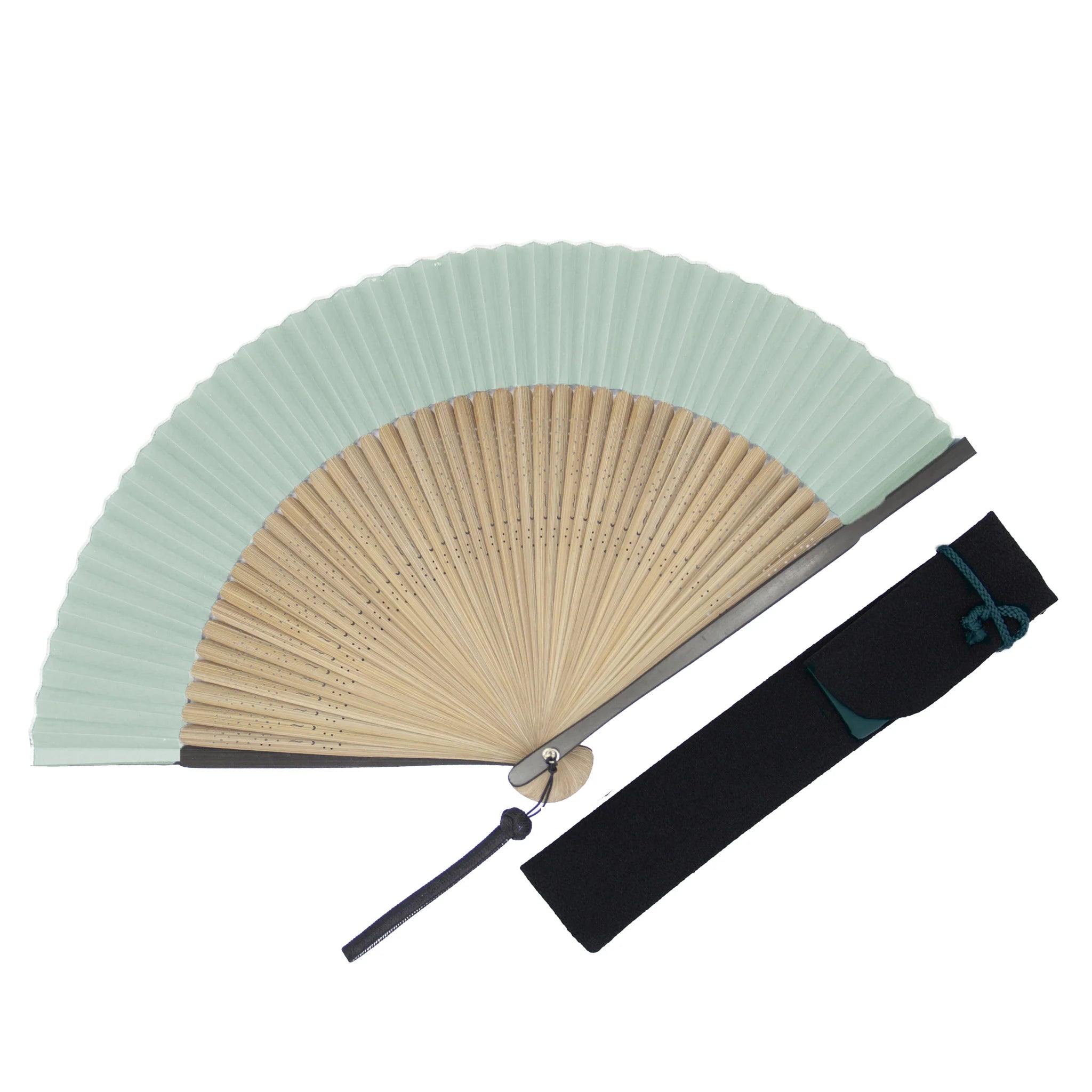 Traditional Japanese Kyo Sensu Folding Fan for Men - Handmade in Kyoto, Japan - Elegant Rikyunezumi Greenish Gray - Perfect for Gifts, Weddings & Cultural Events