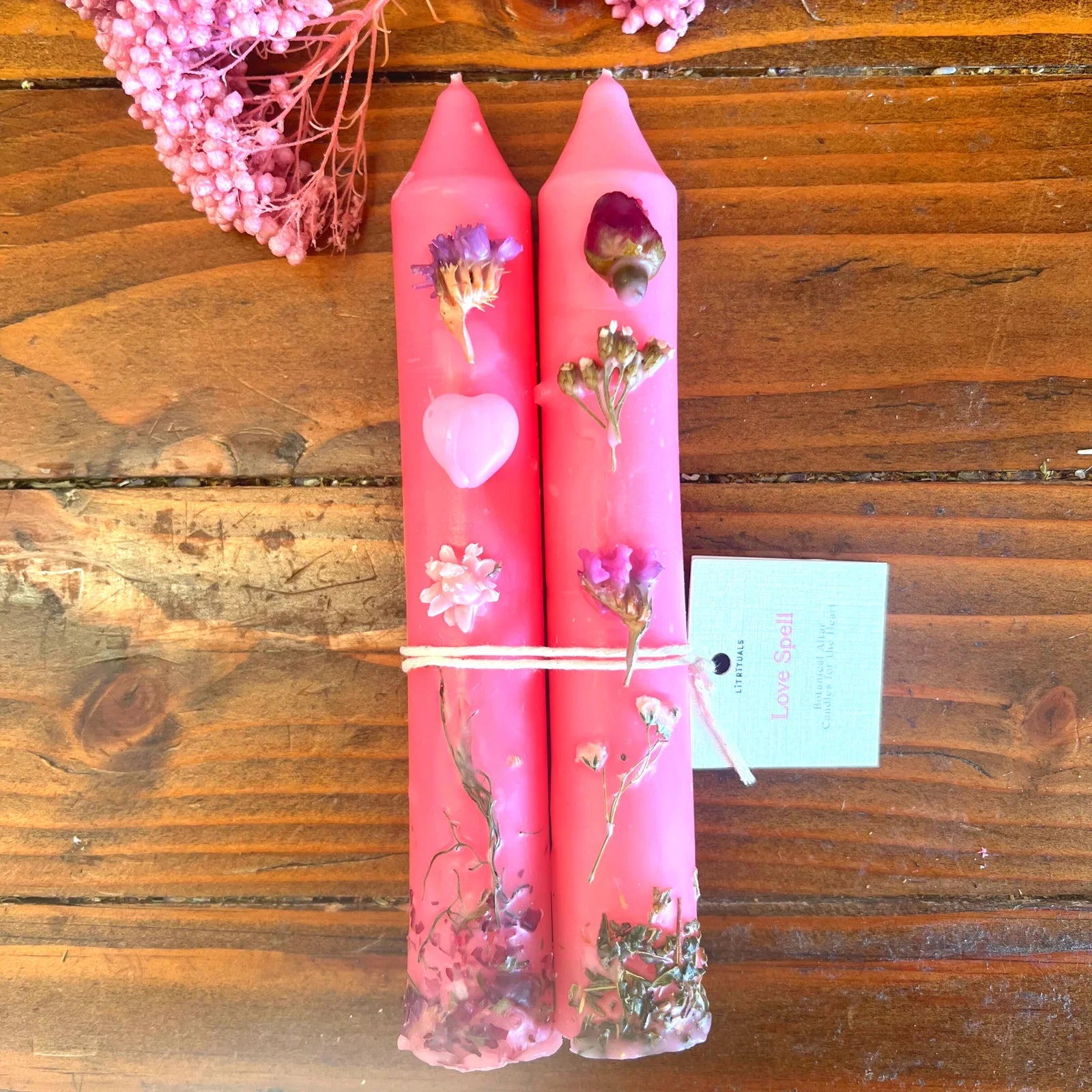 Love Spell Beeswax Large Altar Candle Set for Rituals, Meditation & Spiritual Cleansing | Handmade Pure Beeswax Candles for Wicca, Pagan & Witchcraft Ceremonies