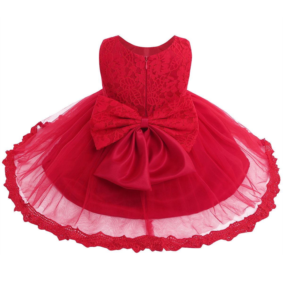 Moily Baby Girls Floral Lace Bowknot Back Princess Flower Dress - Elegant Wedding Birthday Party Fancy Gown for Special Occasions, Photo Shoots & Formal Events