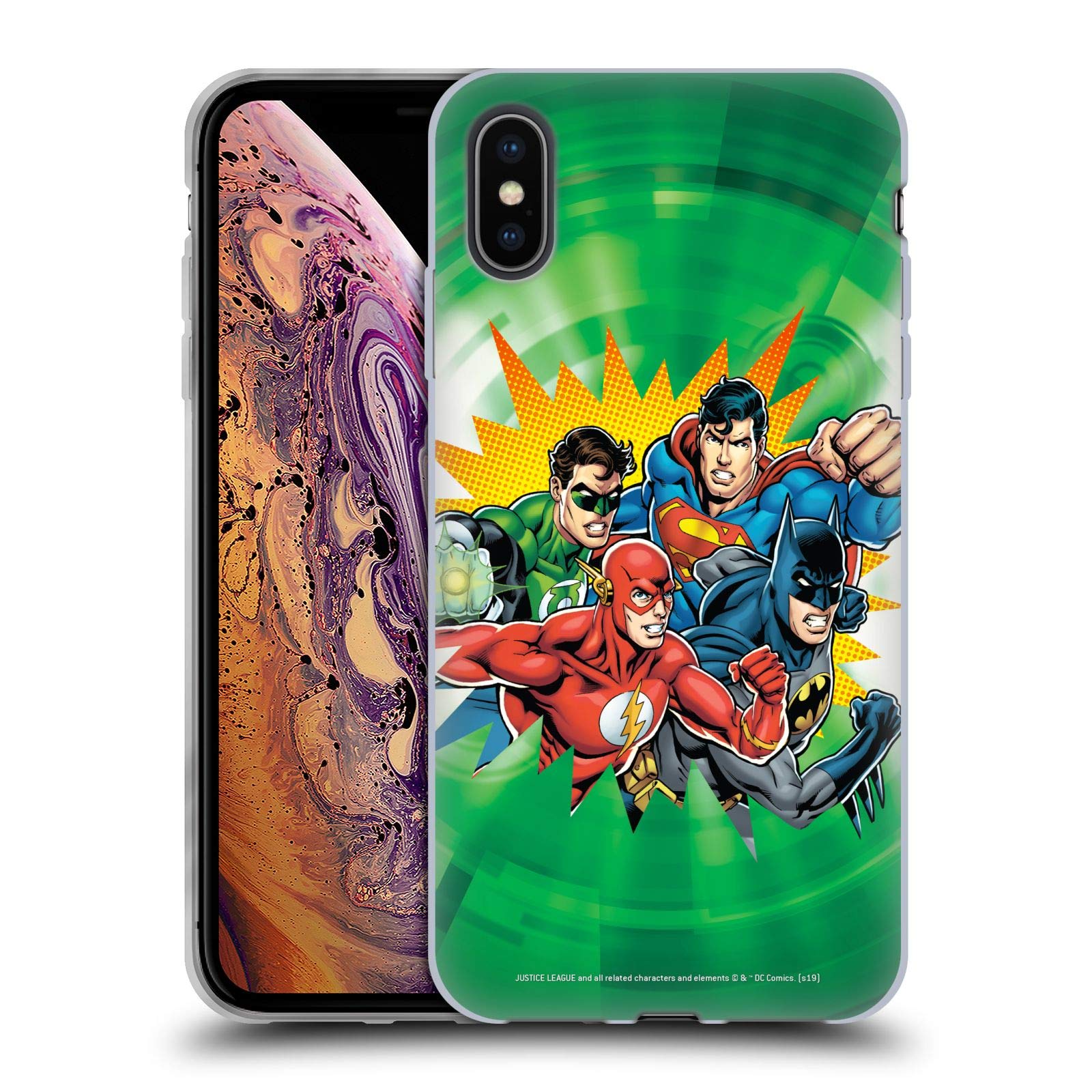 Justice League DC Comics Green Supreme Team Soft Gel Case for iPhone Xs Max | Officially Licensed by Head Case Designs | Perfect for Superhero Fans & Daily Protection