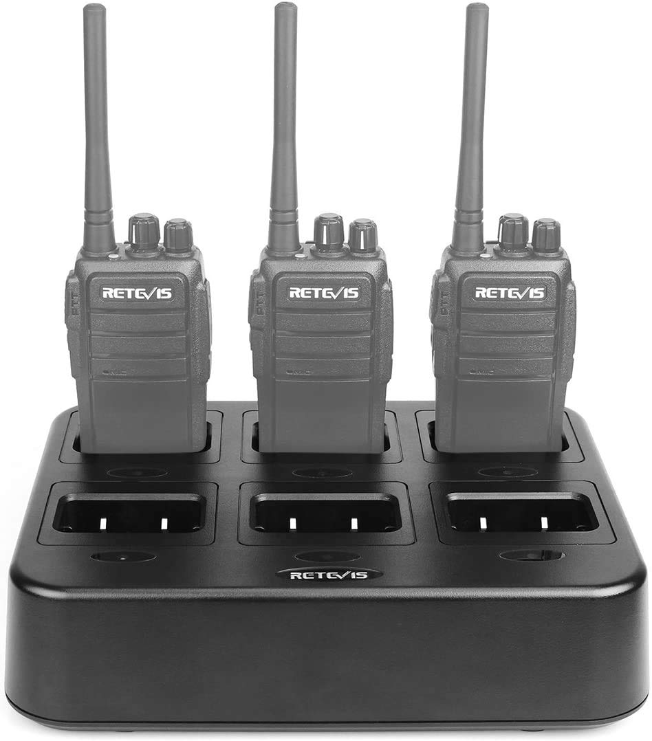 Retevis RT24 RT28 RT21 Walkie Talkie 6-Slot Charger - Fast & Efficient Charging for 6 Radios or Batteries - Ideal for Outdoor Adventures, Construction Sites, and Emergency Communication