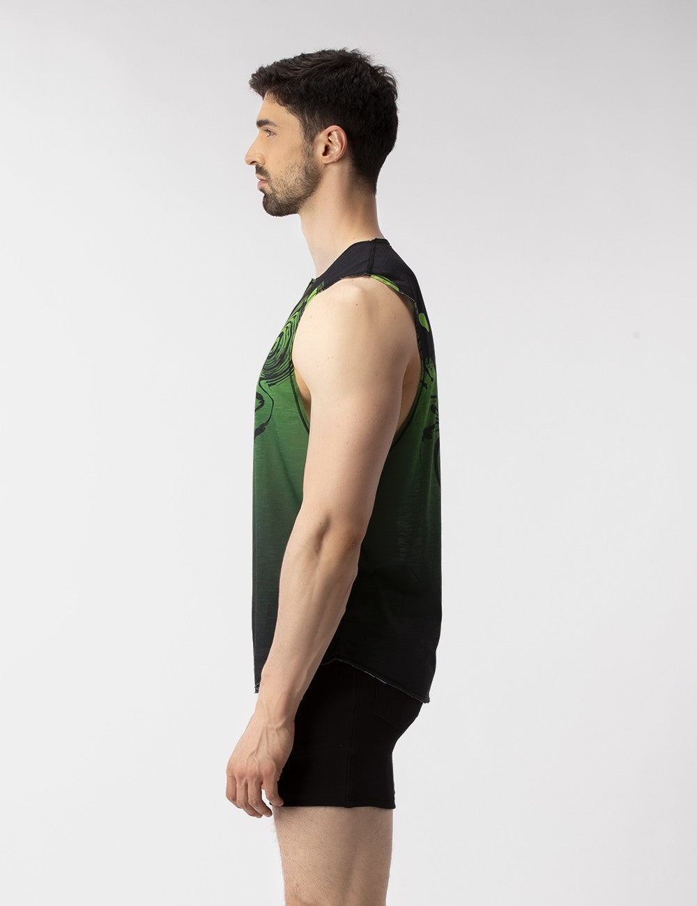 Barcode Berlin Keta Muscle Tank Top for Men - Green & Black Slim Fit Workout Shirt - Gym, Running, Yoga & Casual Wear