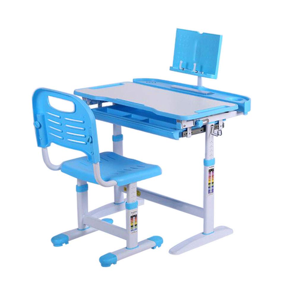 Zincoty Kids Study Desk and Chair Set - Adjustable Height Children's Homework Desk with Storage, Ergonomic Learning Table for Boys & Girls - Perfect for Home Schooling & Online Classes (Blue)