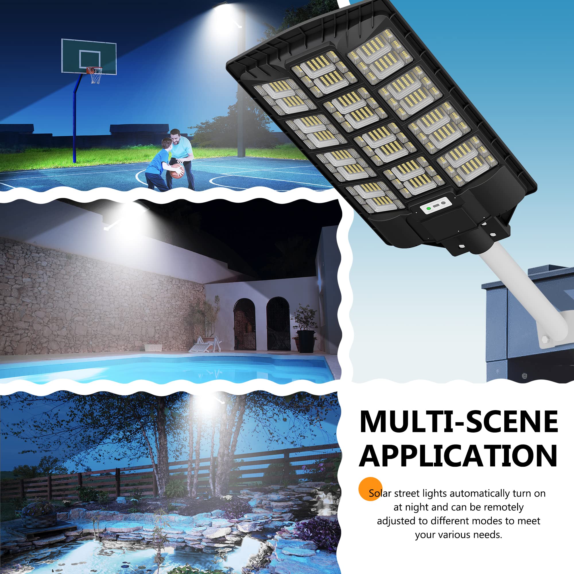 1200W Solar Street Lights Outdoor Waterproof - 100,000LM LED Solar Powered Street Light with Motion Sensor & Remote Control - Dusk to Dawn Auto On/Off - Perfect for Parking Lots, Yards, Gardens, Fields, Pathways and Driveway Lighting
