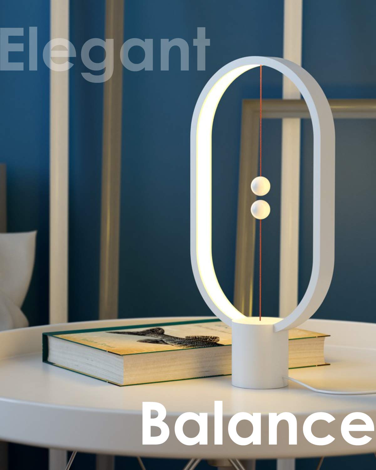 Heng Balance LED Table Lamp - USB Powered, Mid-Air Switch, Eye-Care Warm Light for Office & Home Decor | Modern Desk Lamp with Contemporary Soft Lighting (Wyoming White) - Perfect for Reading, Working & Creating Cozy Atmosphere