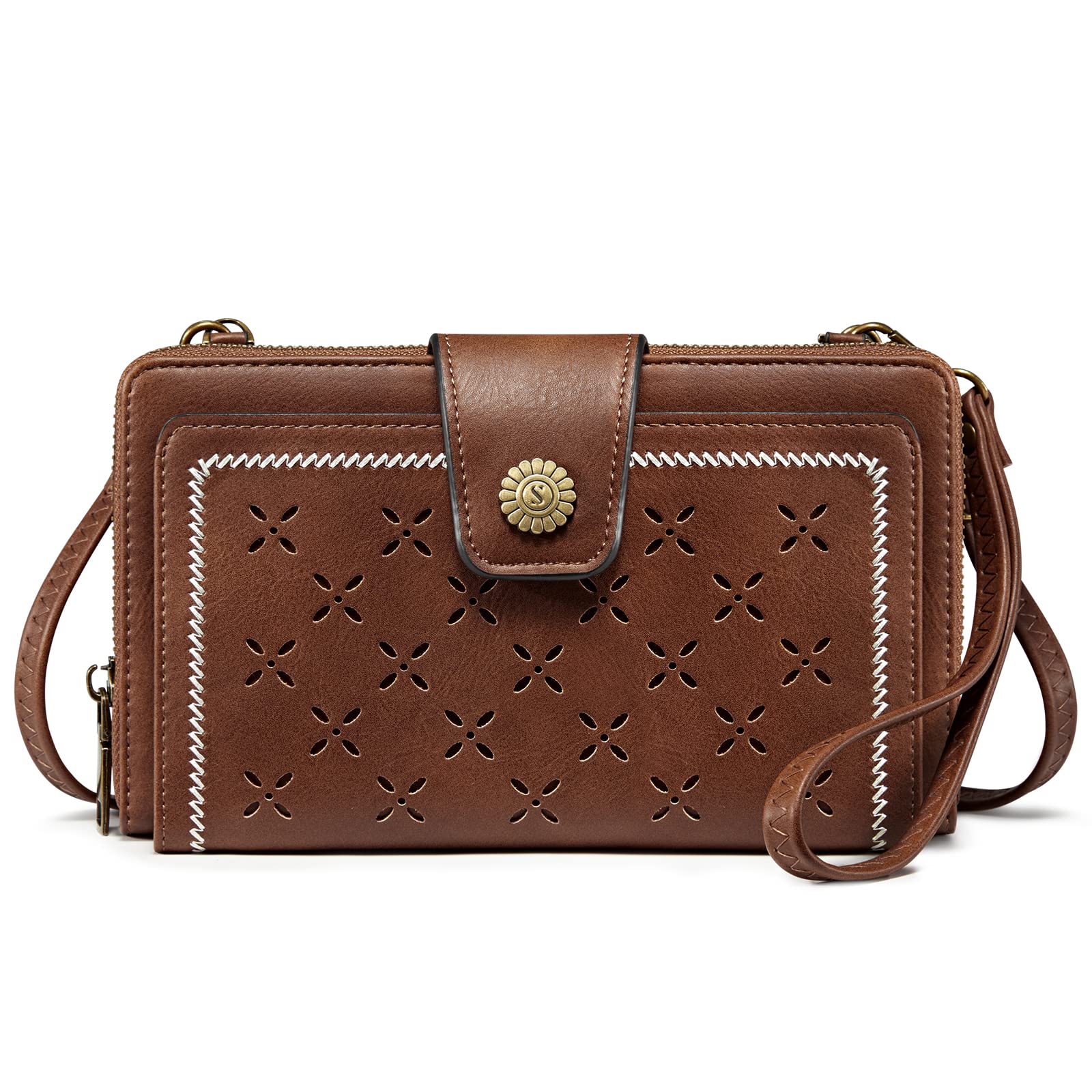 S-ZONE RFID Blocking 6.7 Inch Small Crossbody Phone Purse for Women - Faux Leather Shoulder Bag with 2 Adjustable Straps & Wristlet Wallet | Perfect for Travel, Shopping & Everyday Use