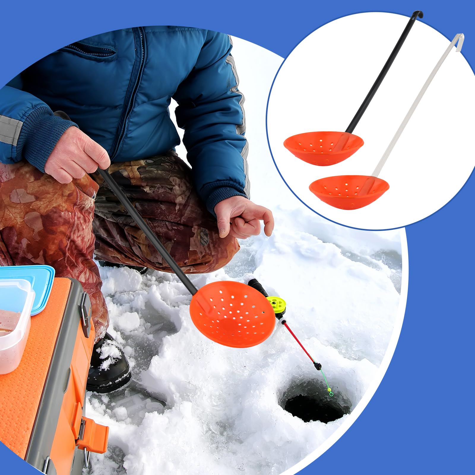 Milageto Aluminum Ice Fishing Scoop Skimmer - Durable & Portable Slush Scooper for Ice Fishing | Easy Storage & Carry | Perfect for Removing Ice Slush & Enhancing Ice Fishing Experience