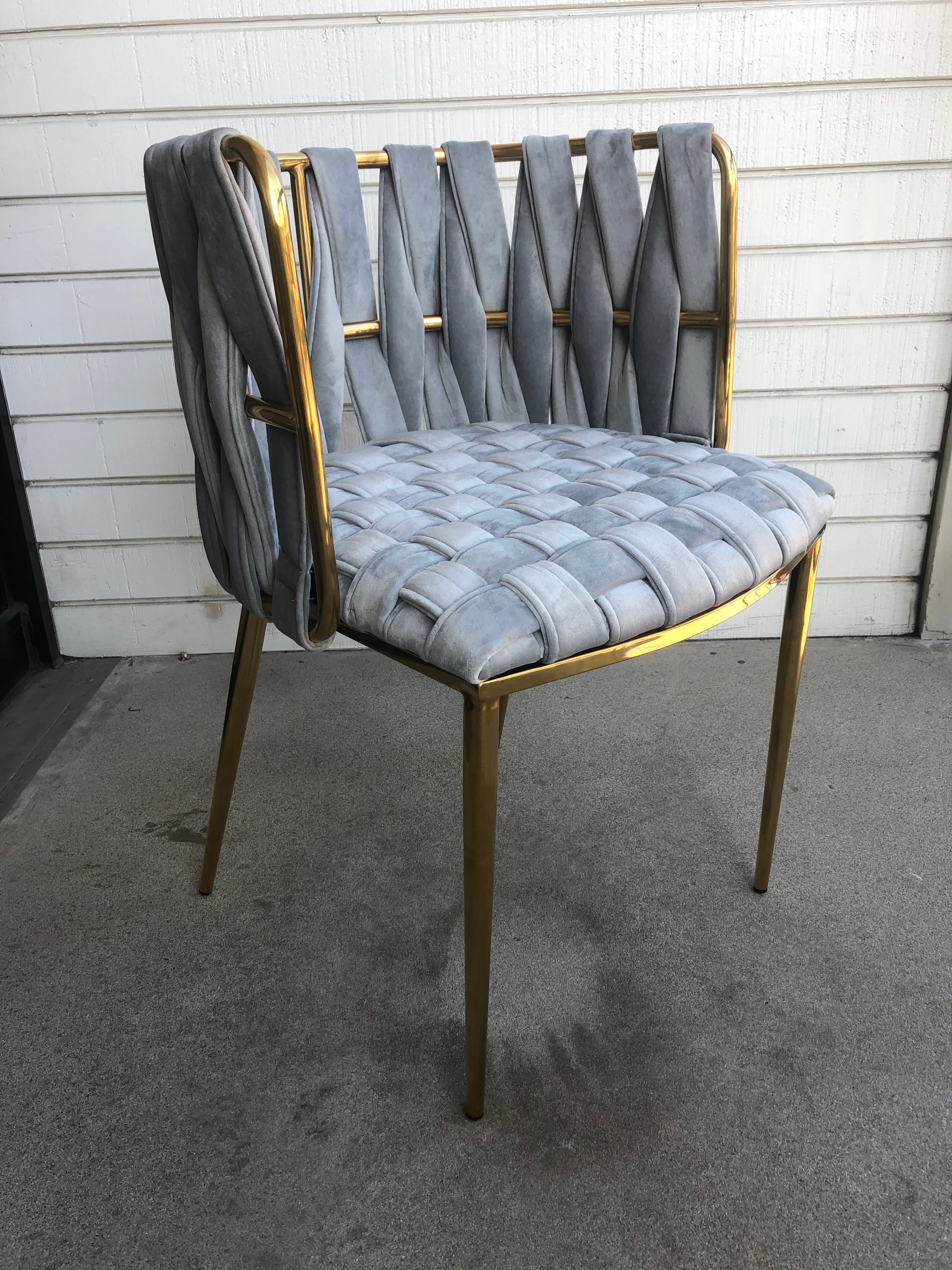 Gray and Gold Milano Dining Chair - Modern Upholstered Accent Chair for Kitchen, Dining Room, or Office - Comfortable and Stylish Seating Solution