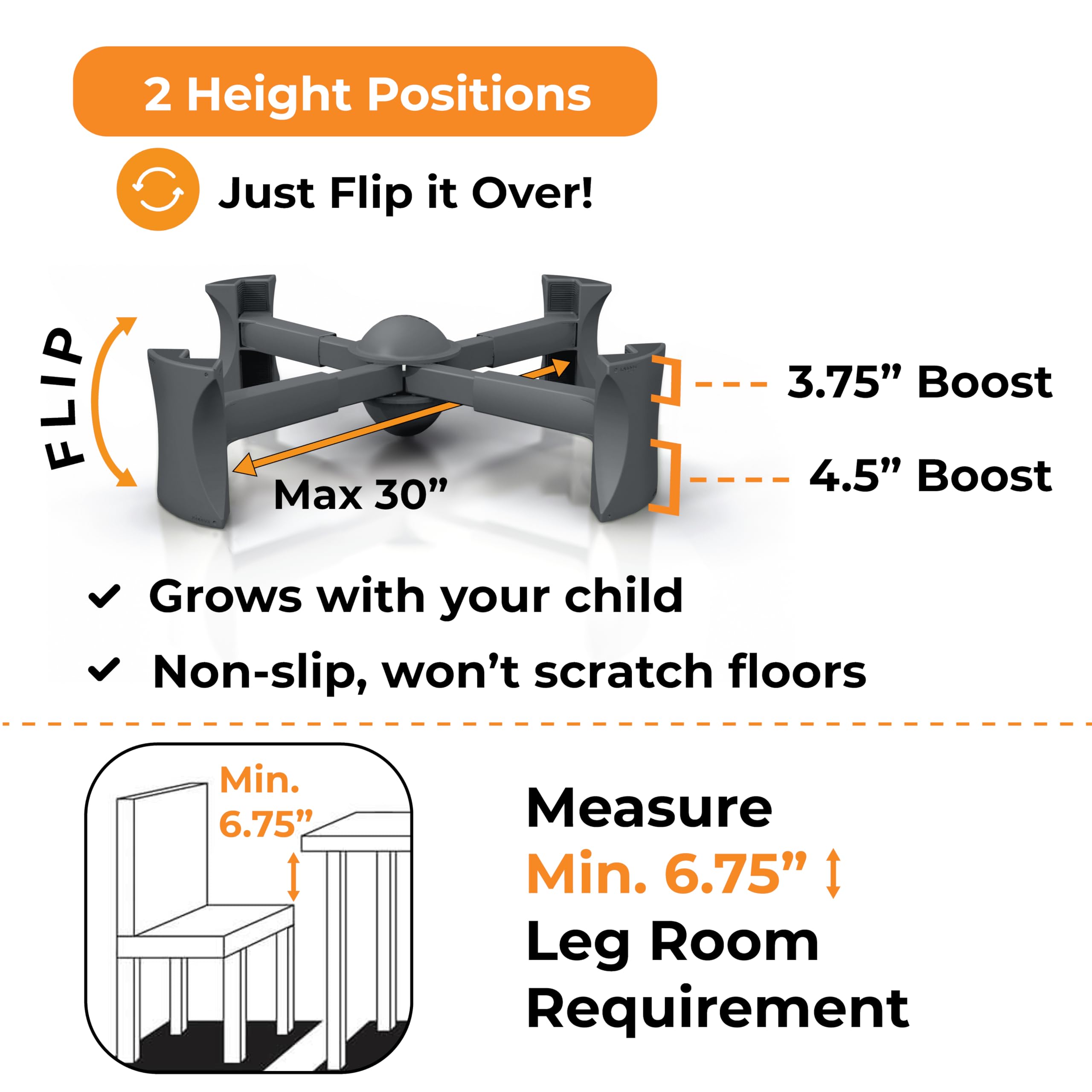 KABOOST Portable Chair Booster Seat for Toddlers & Adults - Adjustable Dining Table Height Booster for Kids, Under Chair Design, Lightweight & Travel-Friendly - Perfect for Restaurants, Home, Travel & Outdoor Dining