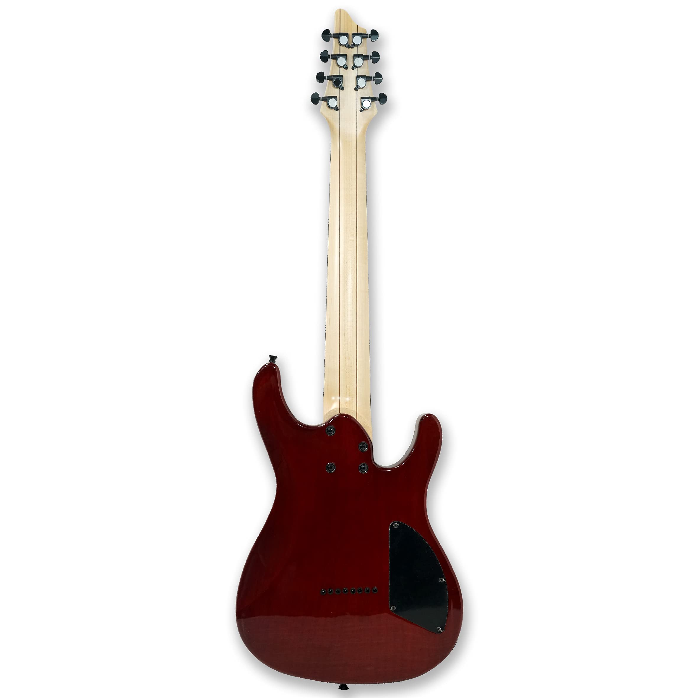 Left-Handed 8 String Electric Guitar - Burl Poplar Veneer Top, Okoume Wood Body, Bolt-On Maple Neck - Perfect for Metal, Rock & Progressive Music (ES-800)