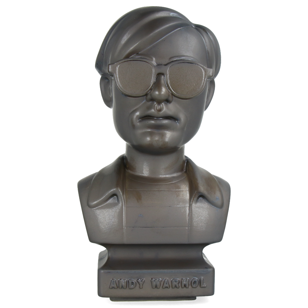 Andy Warhol Ceramic Bust Statue - 1960s Retro ASH GOLD Art Decor | Pop Art Collectible for Home & Office Display