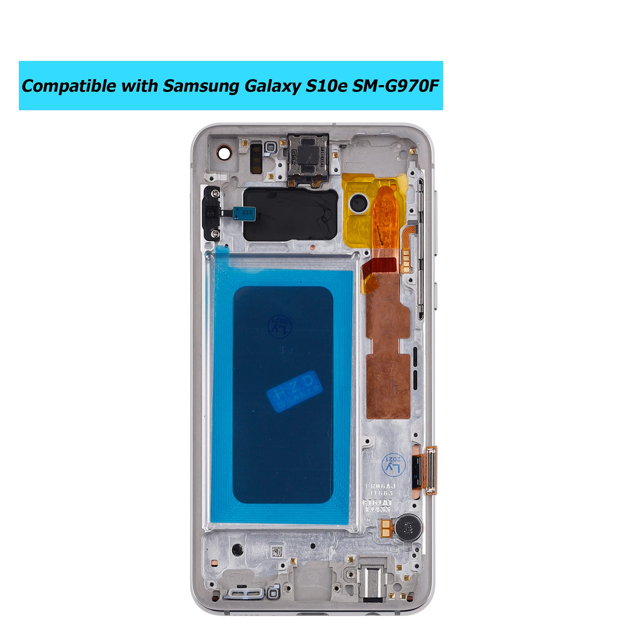 Original Title: AMOLED Compatible with Samsung Galaxy S10e SM-G970F SM-G970U SM-G970W LCD Touch Screen Display White with Frame Tools   Optimized Title: Samsung Galaxy S10e SM-G970F/G970U/G970W AMOLED LCD Touch Screen Display Replacement - White with Frame & Tools - Perfect for DIY Repairs & Screen Upgrades